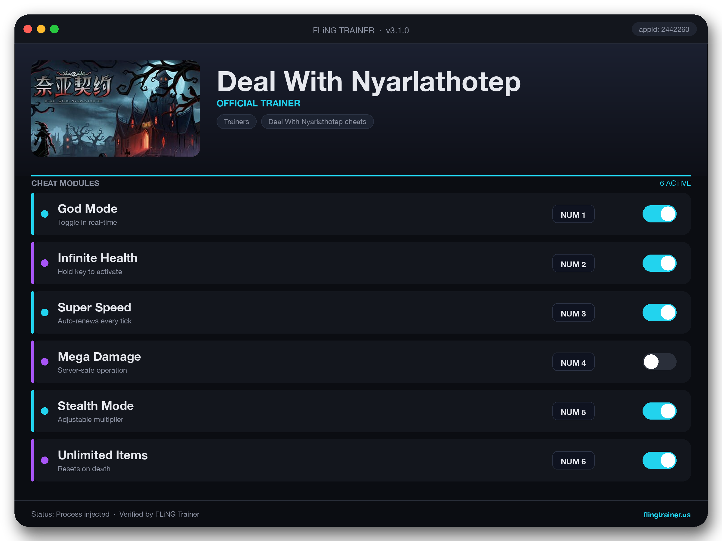 Deal With Nyarlathotep Trainer interface