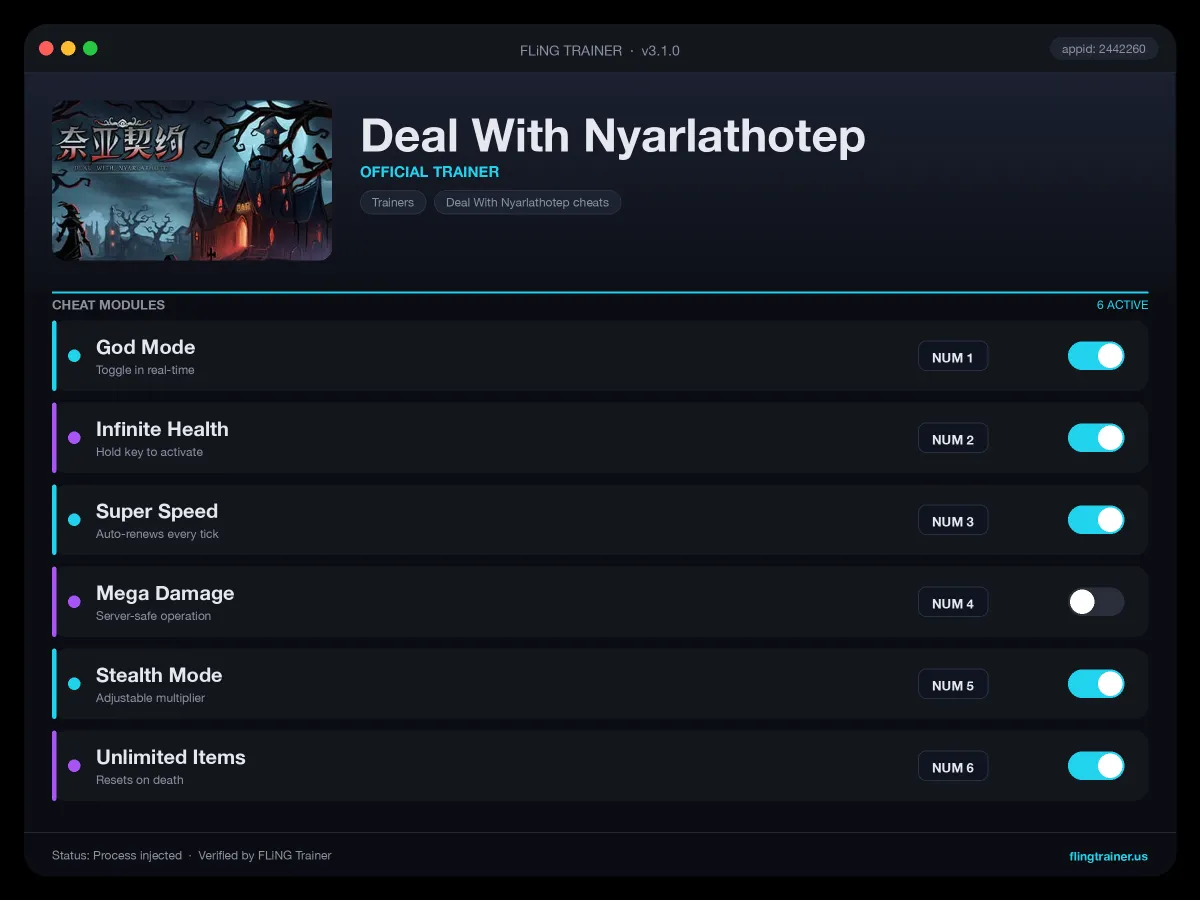 Deal With Nyarlathotep Trainer interface