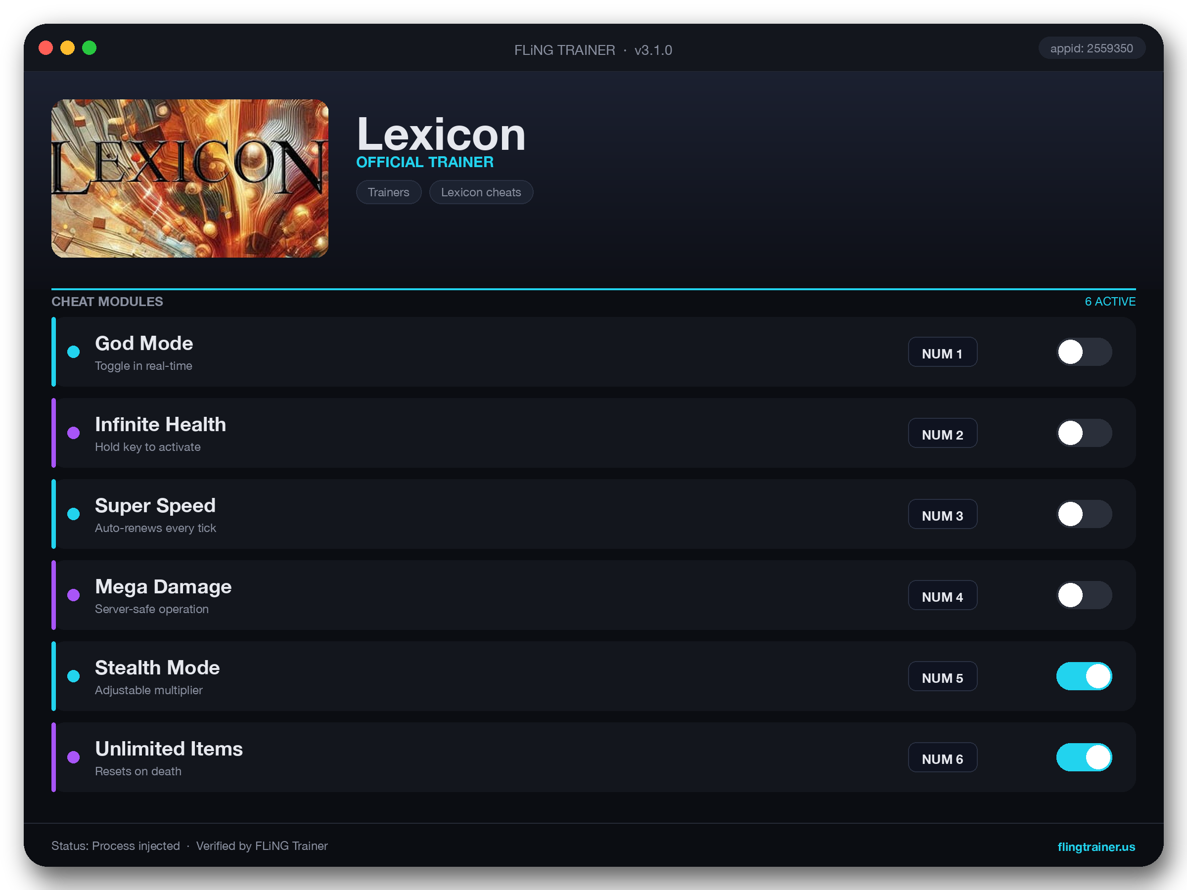 Lexicon Trainer interface