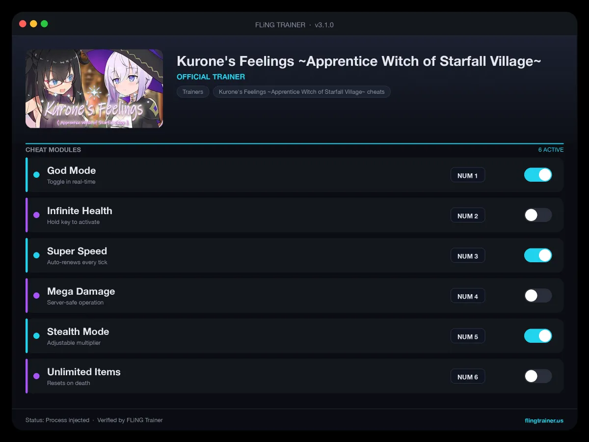 Kurone's Feelings ~Apprentice Witch of Starfall Village~ Trainer interface