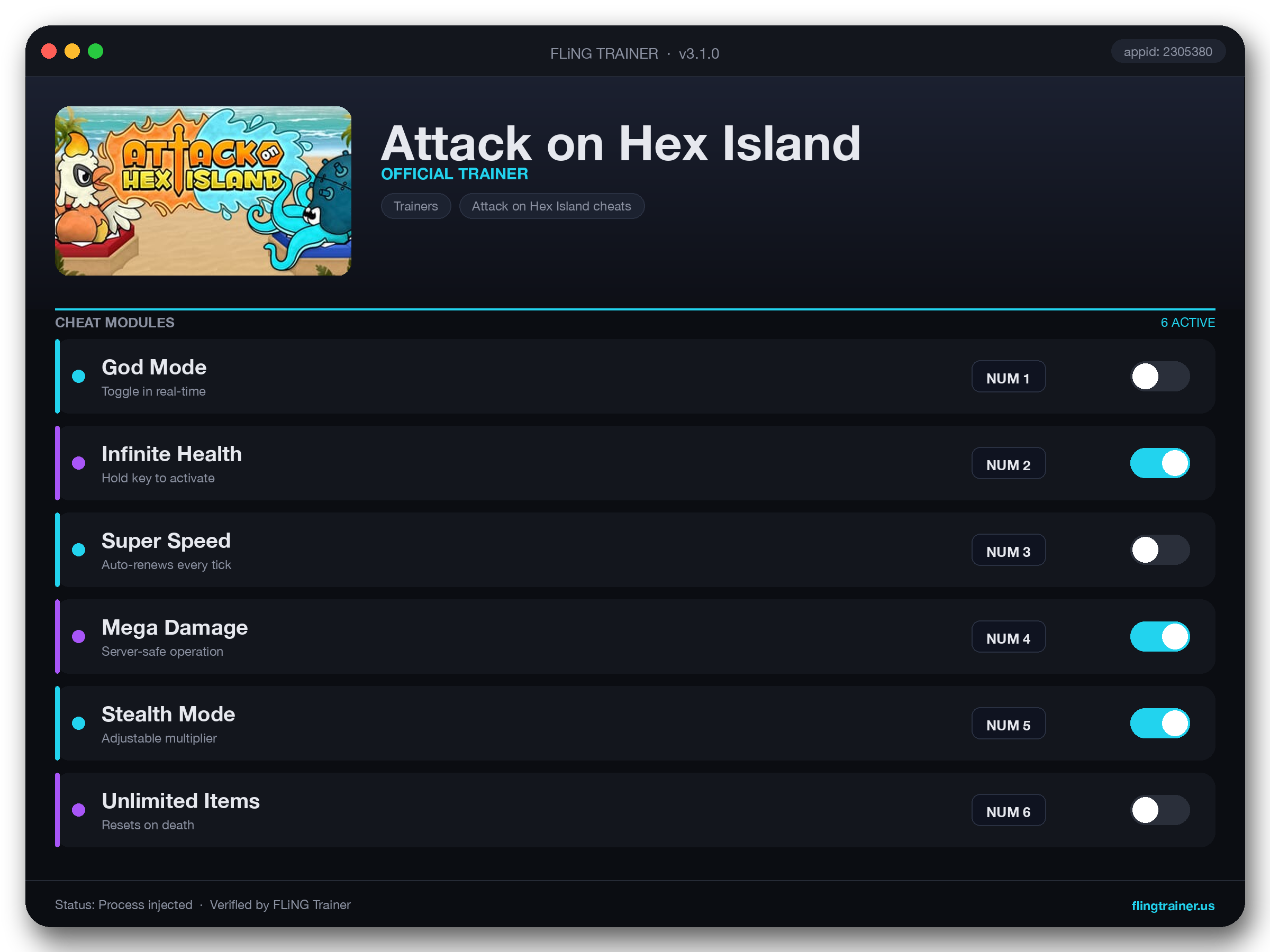 Attack on Hex Island Trainer interface