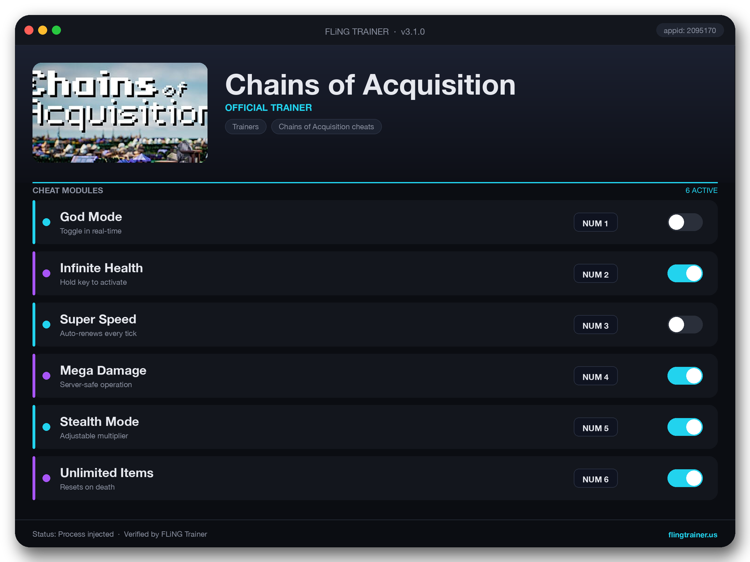 Chains of Acquisition Trainer interface