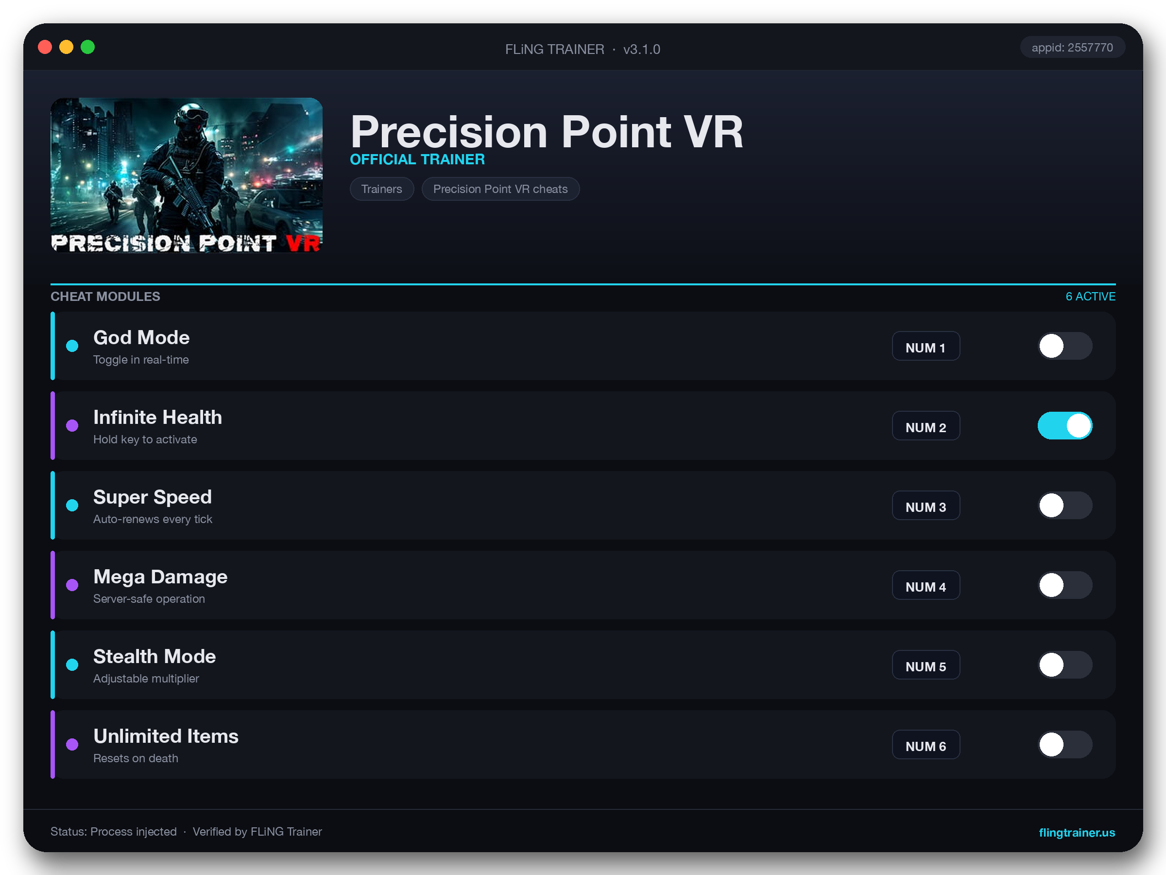 Precision Point VR Trainer interface