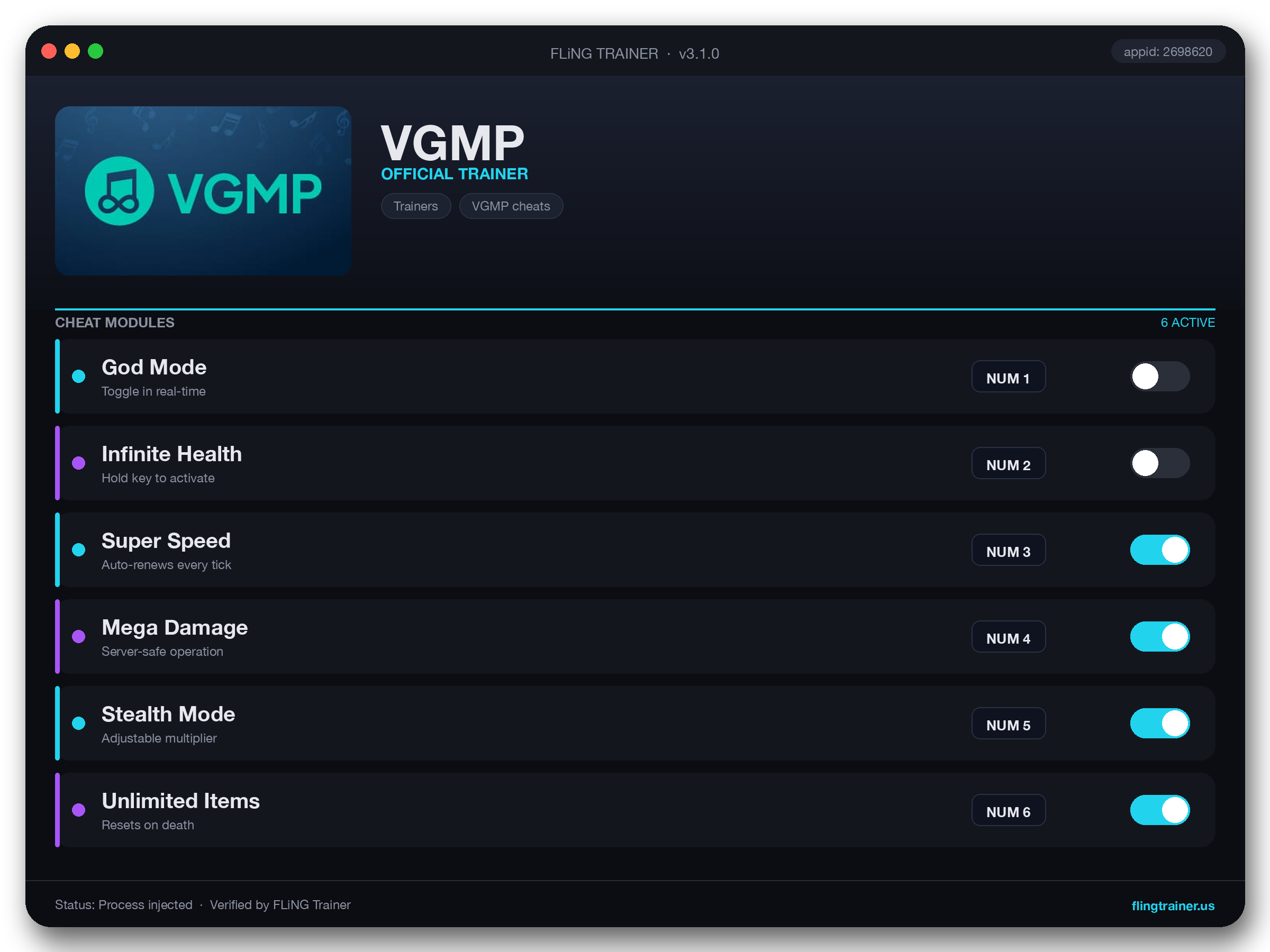 VGMP Trainer interface