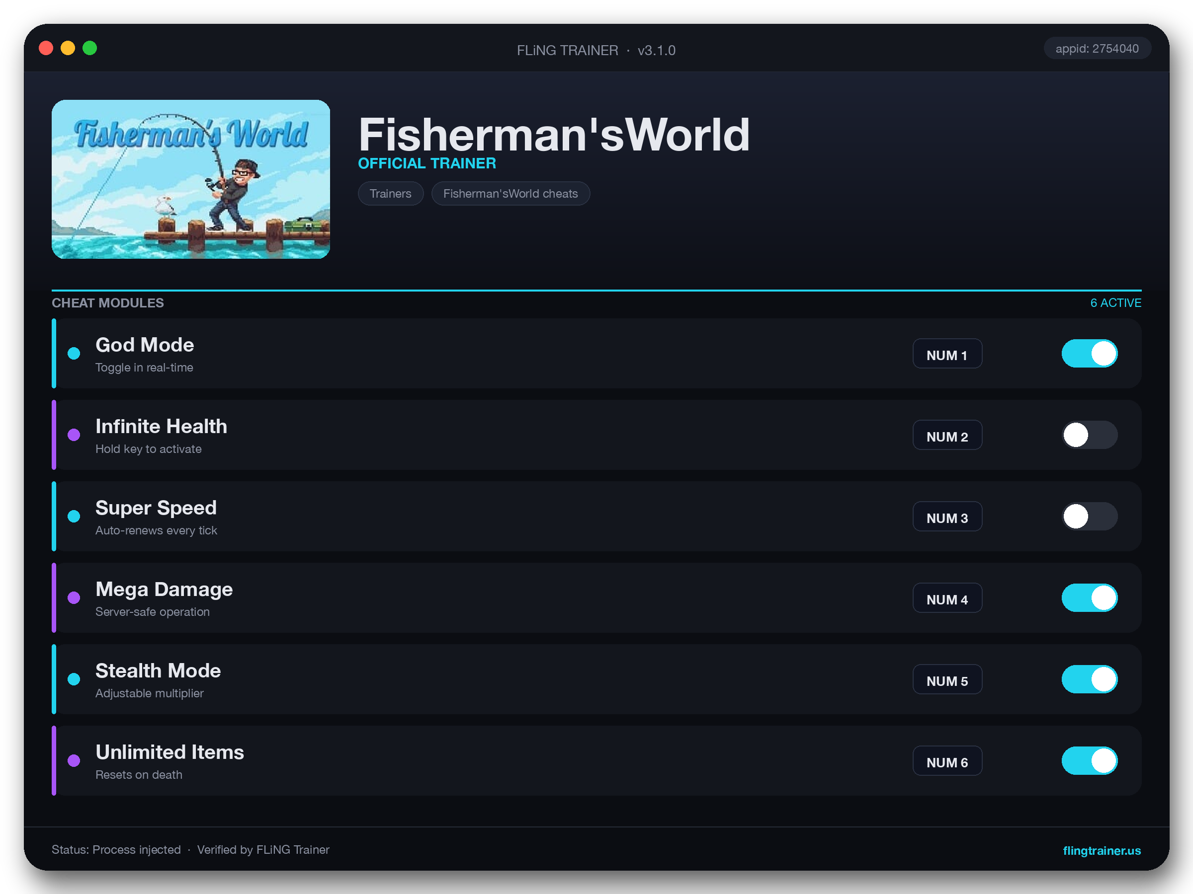 Fisherman'sWorld Trainer interface