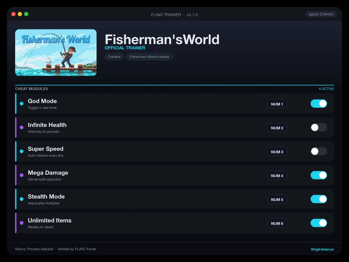 Fisherman'sWorld Trainer interface