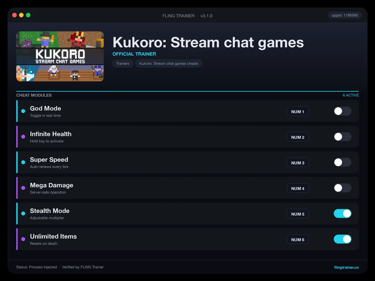Kukoro: Stream chat games Trainer interface
