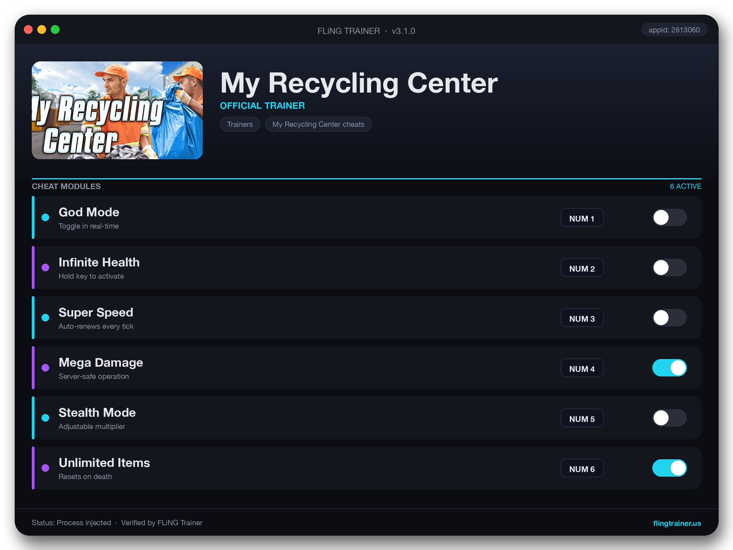 My Recycling Center Trainer interface