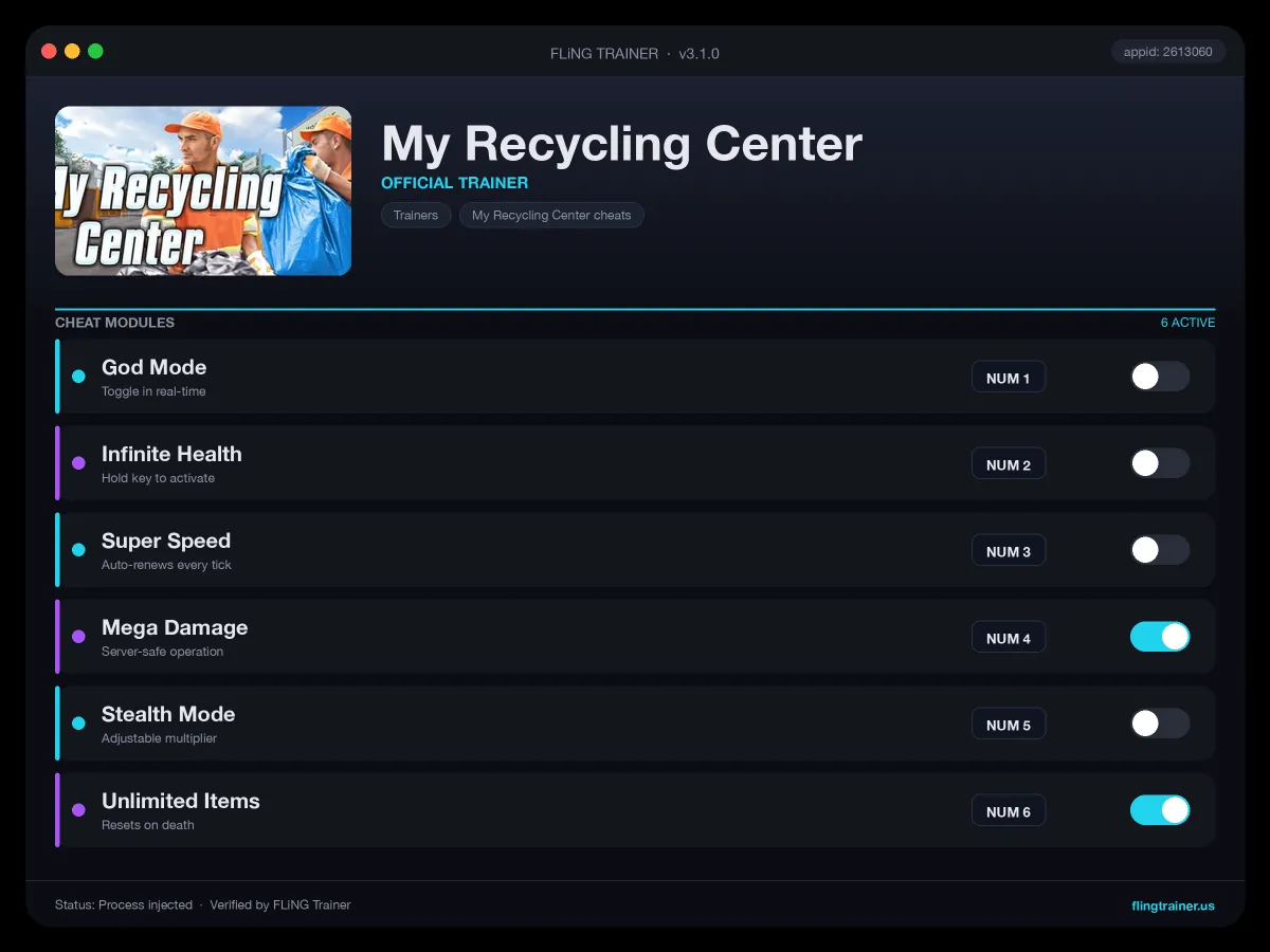 My Recycling Center Trainer interface
