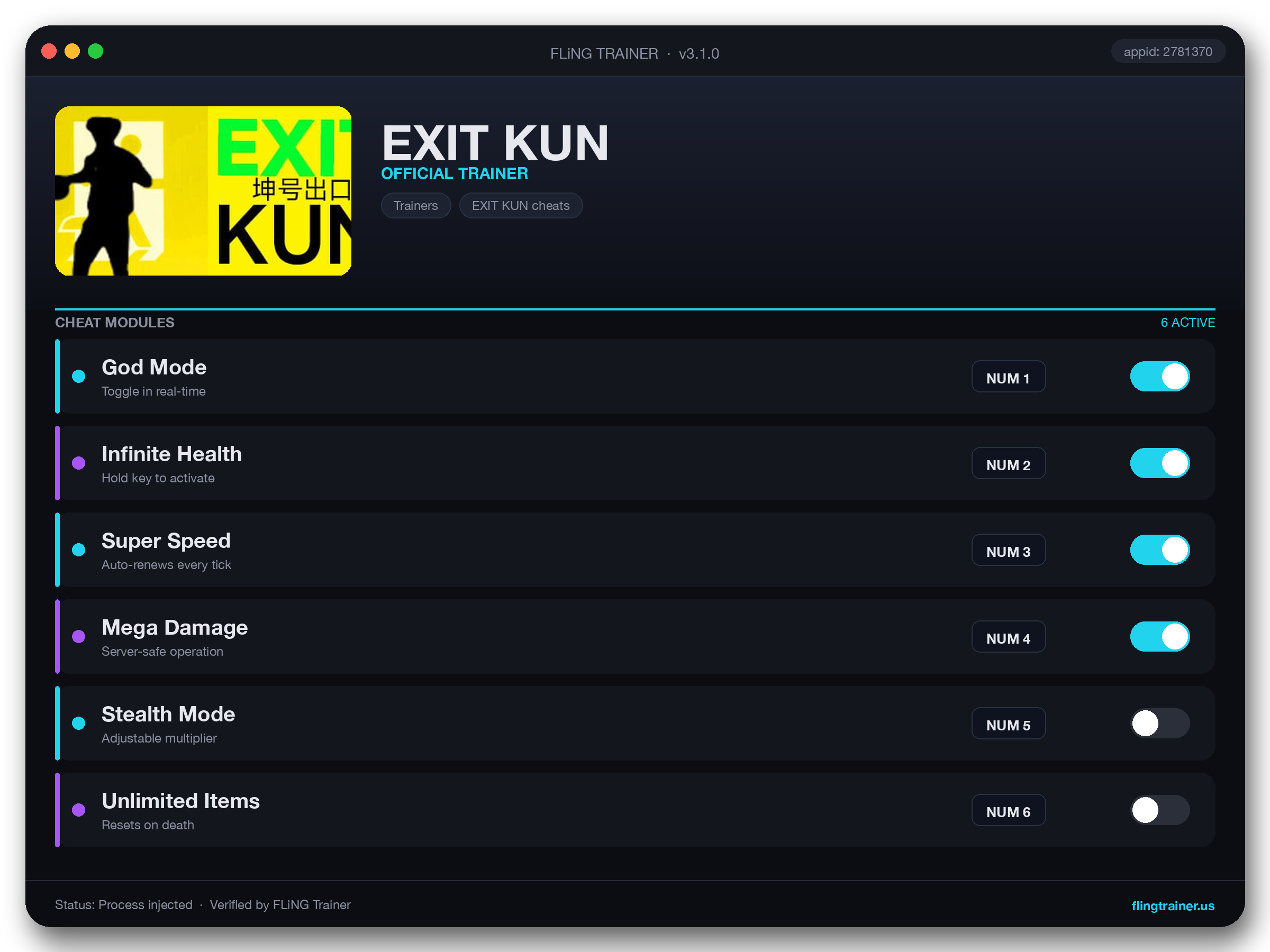 EXIT KUN Trainer interface