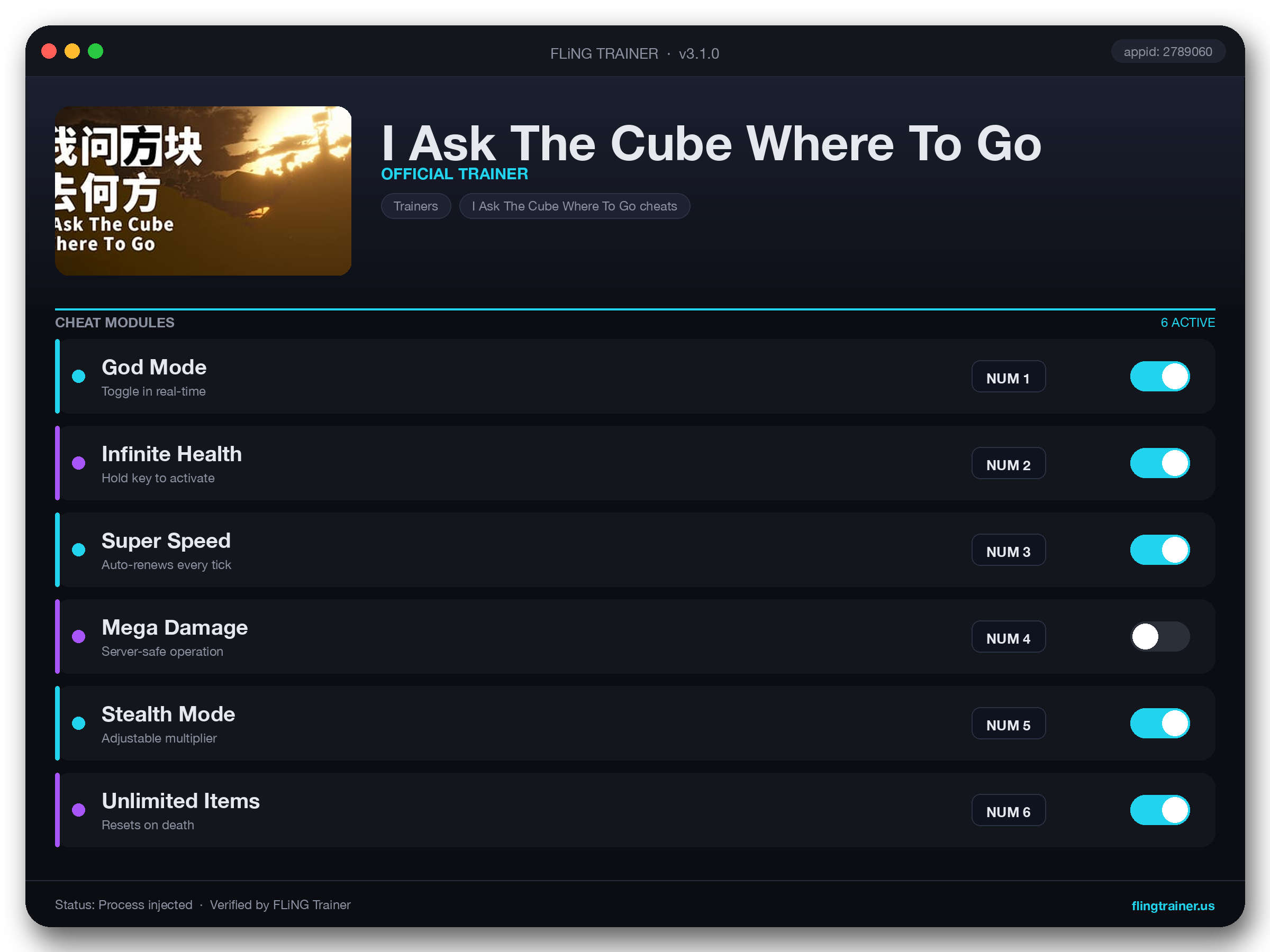 I Ask The Cube Where To Go Trainer interface