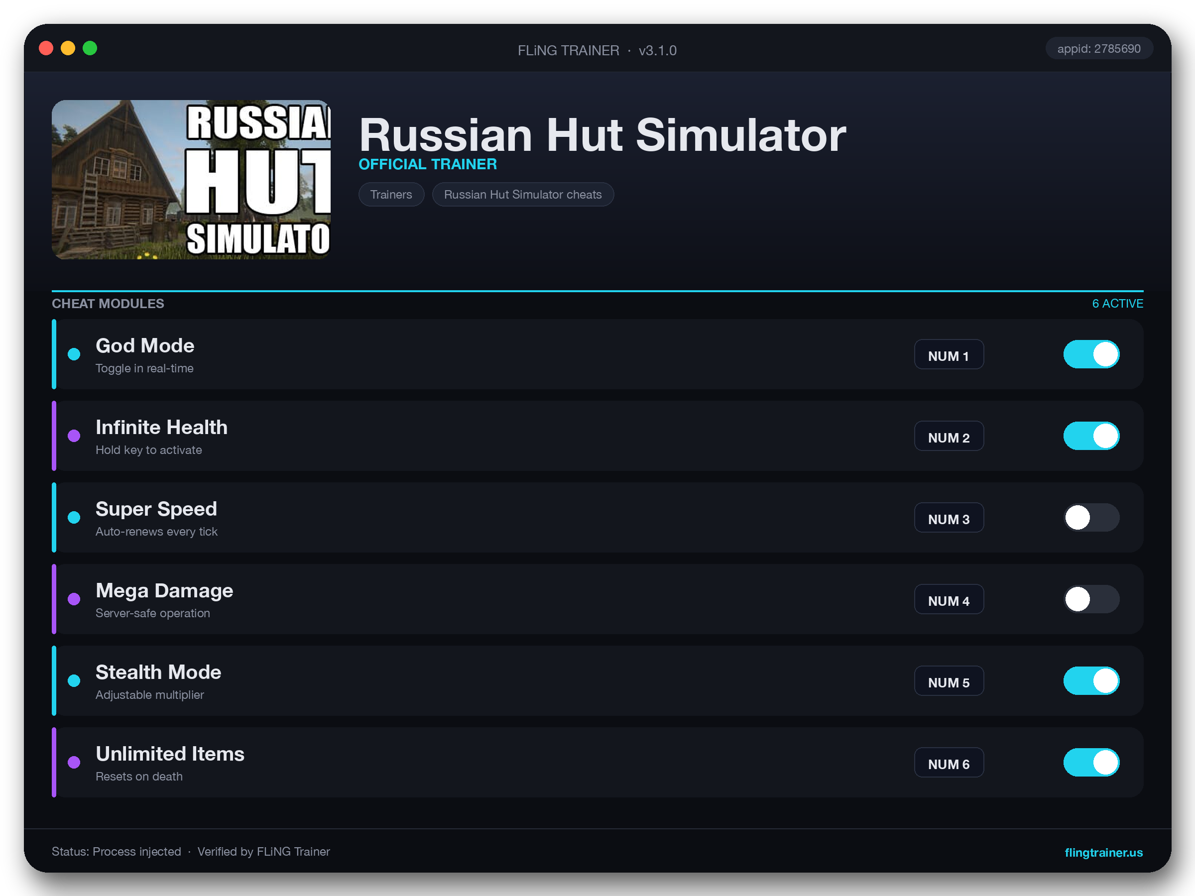 Russian Hut Simulator Trainer interface