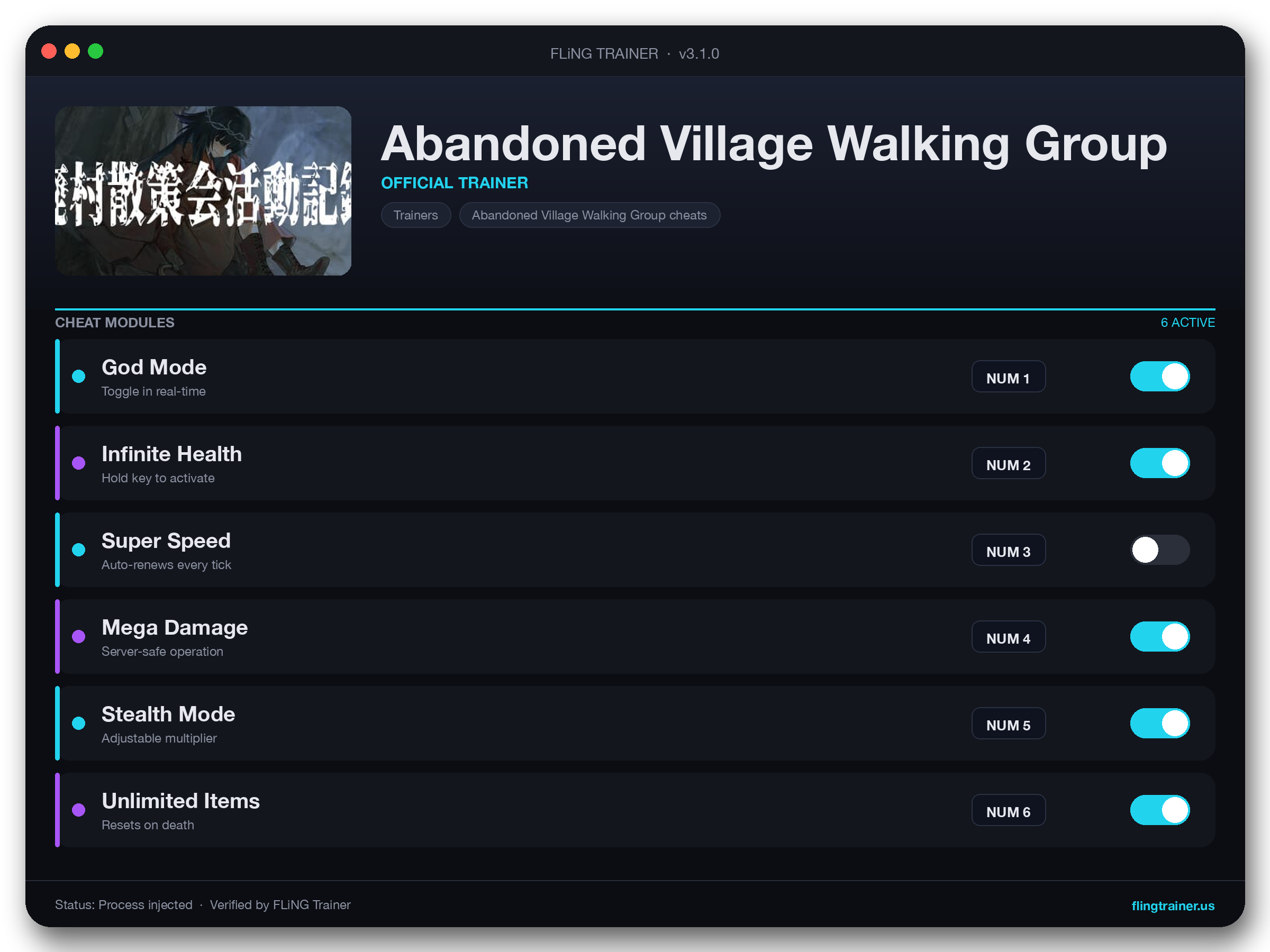 Abandoned Village Walking Group Trainer interface