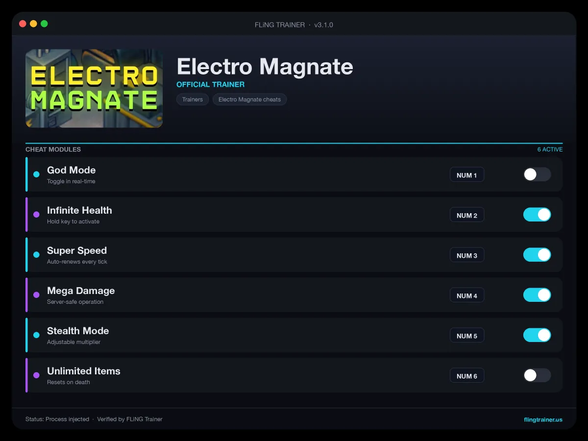 Electro Magnate Trainer interface