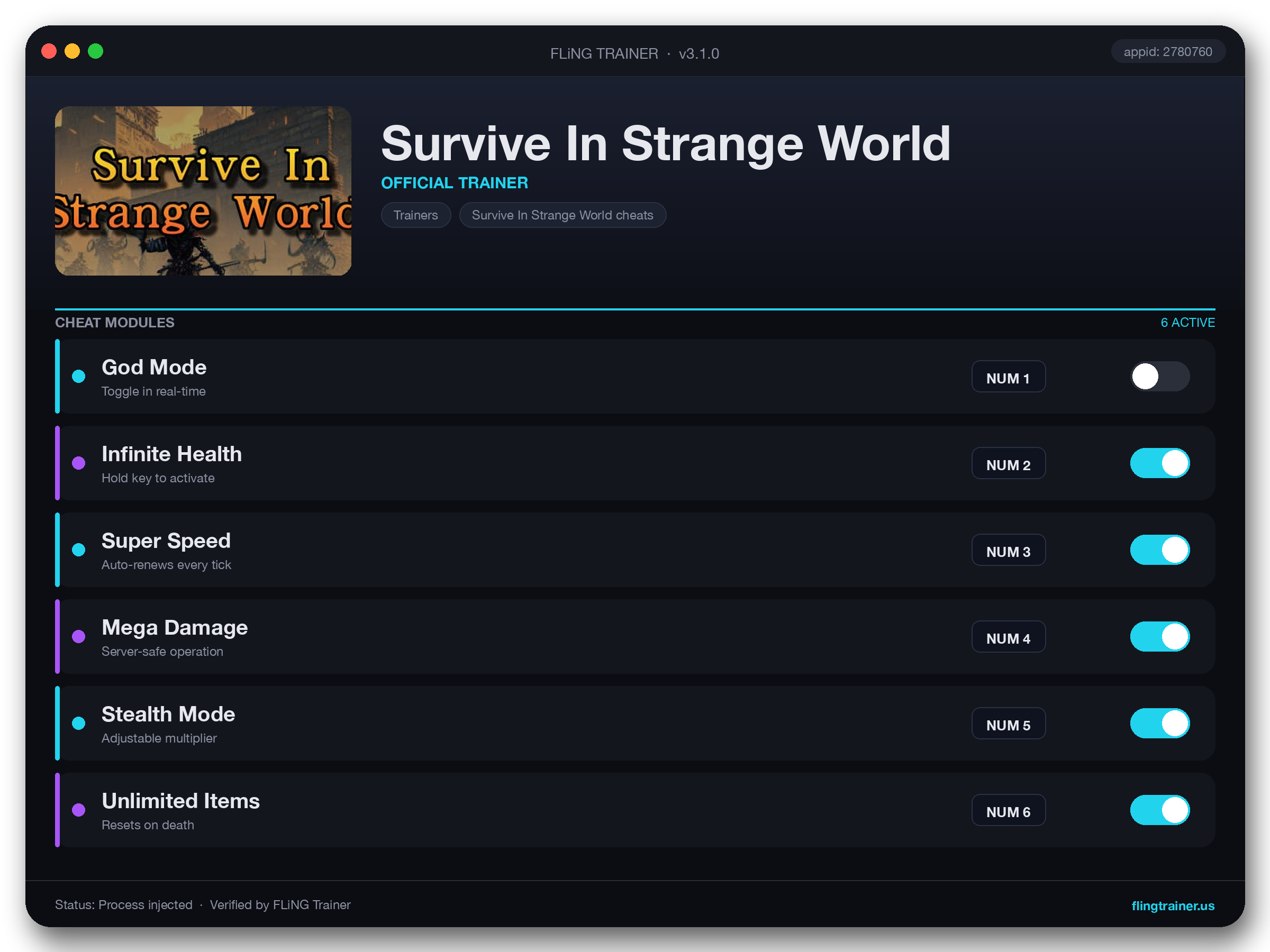 Survive In Strange World Trainer interface
