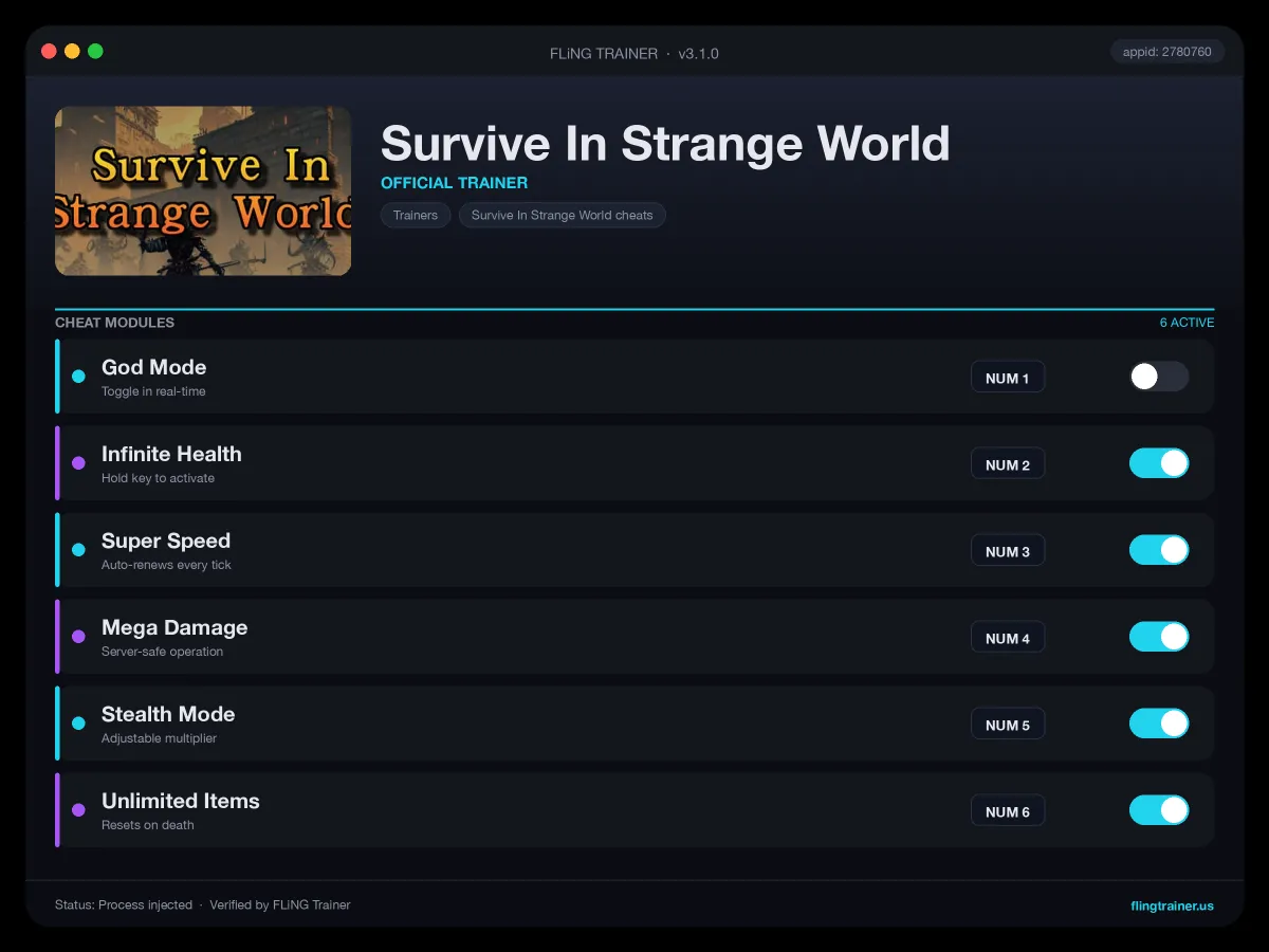 Survive In Strange World Trainer interface