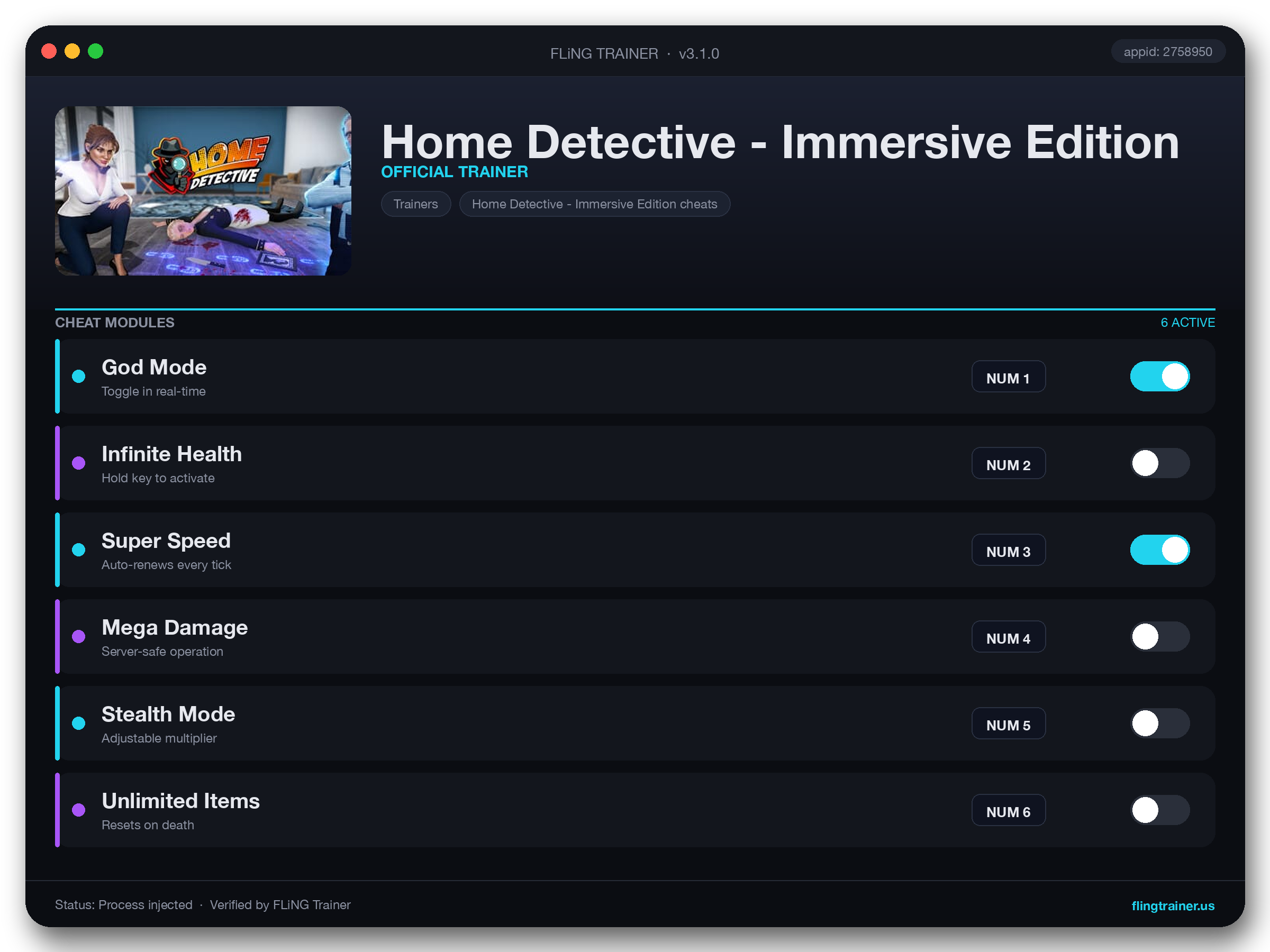 Home Detective - Immersive Edition Trainer interface