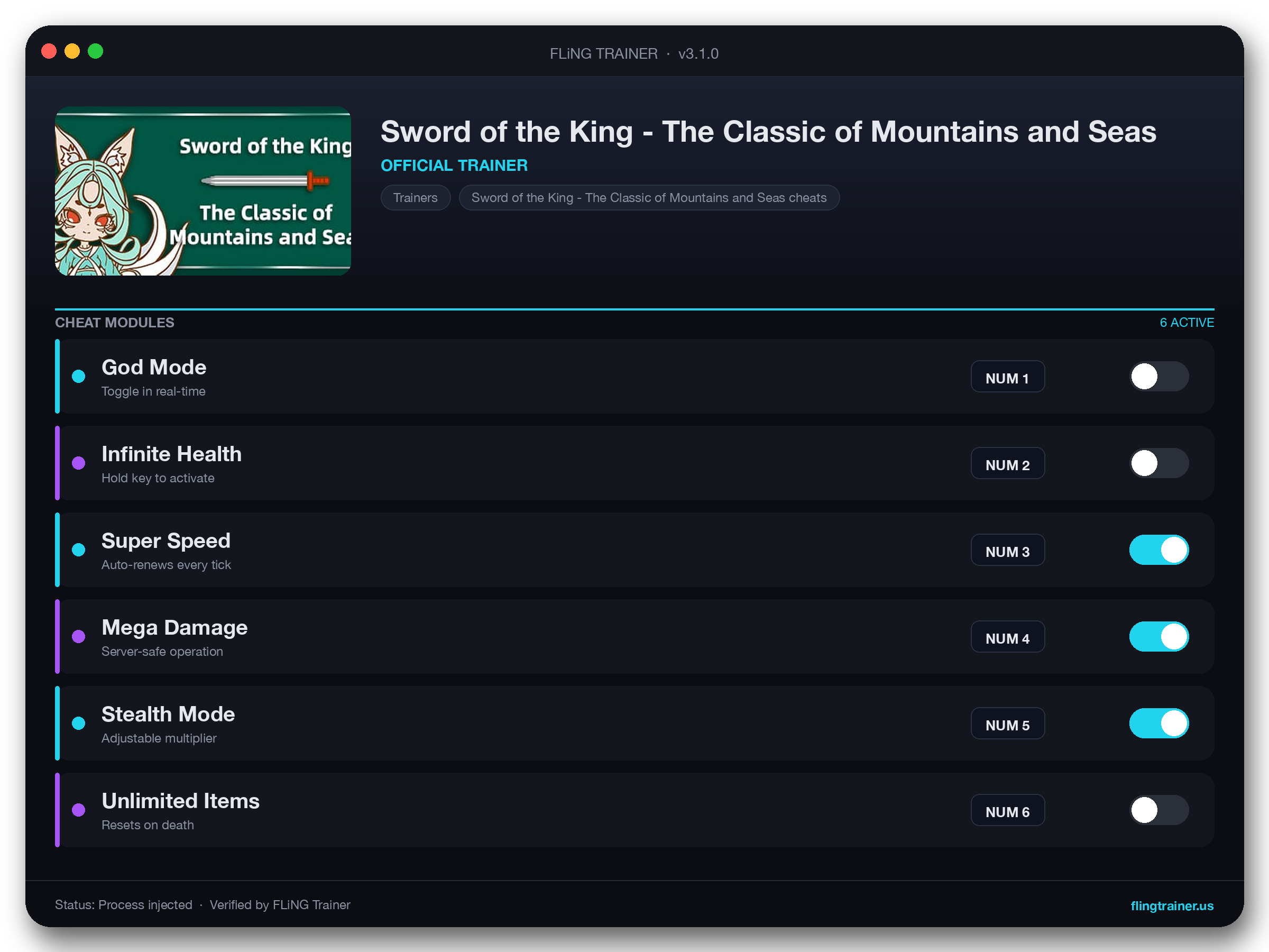 Sword of the King - The Classic of Mountains and Seas Trainer interface