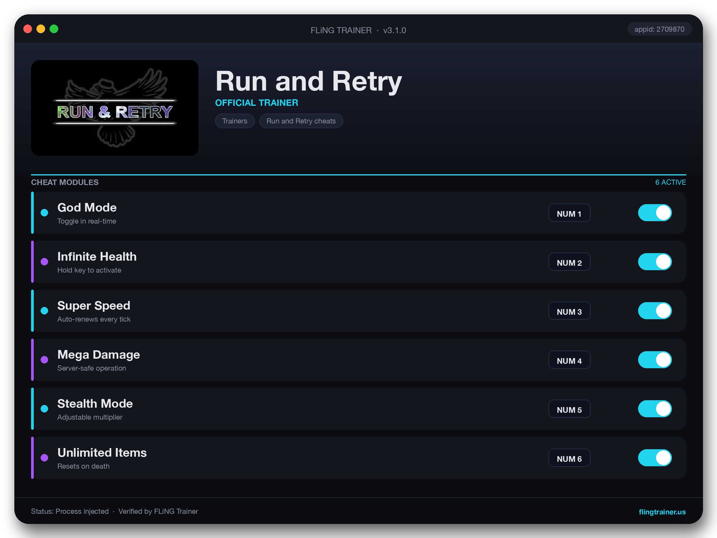 Run and Retry Trainer interface