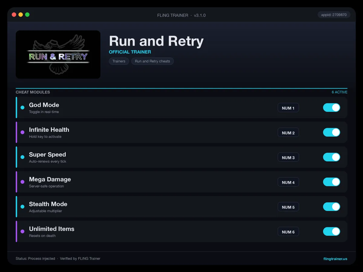 Run and Retry Trainer interface