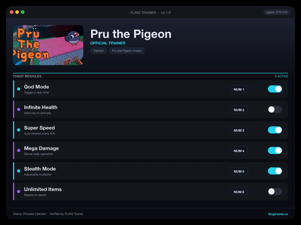Pru the Pigeon Trainer interface