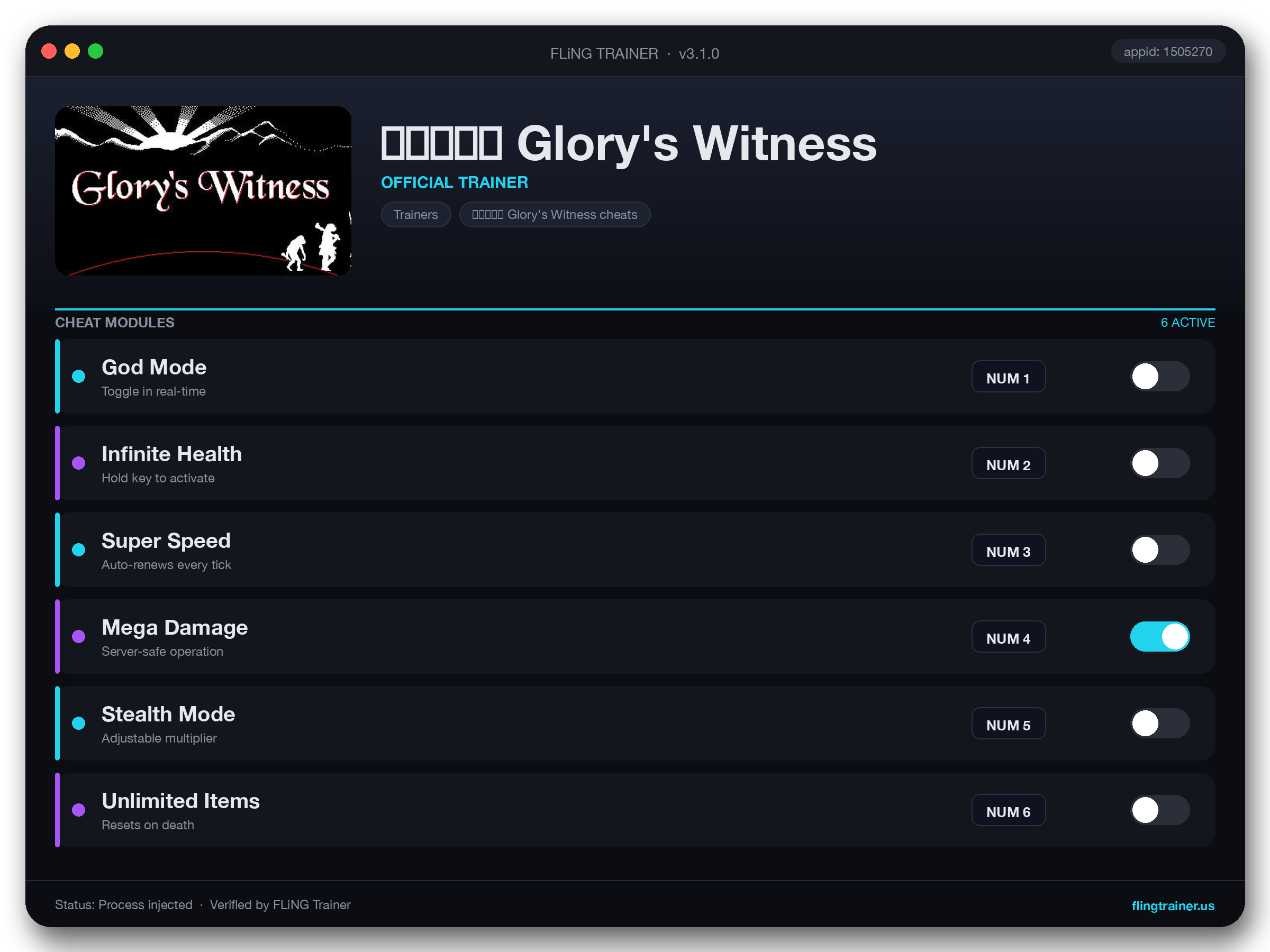 荣光的见证 Glory's Witness Trainer interface