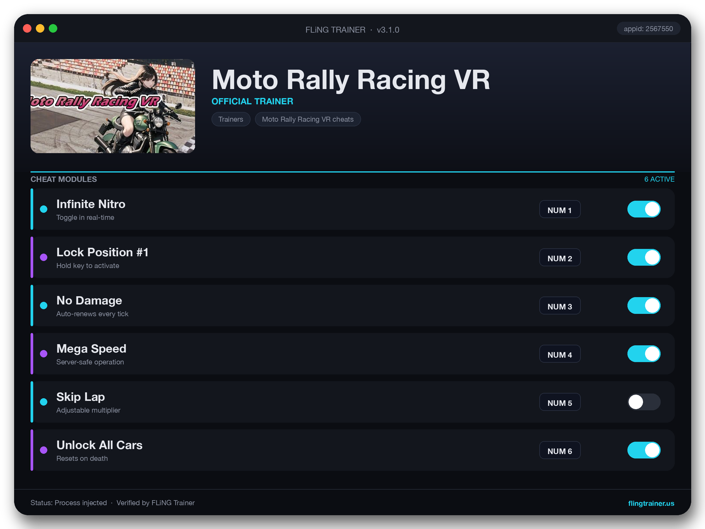 Moto Rally Racing VR Trainer interface