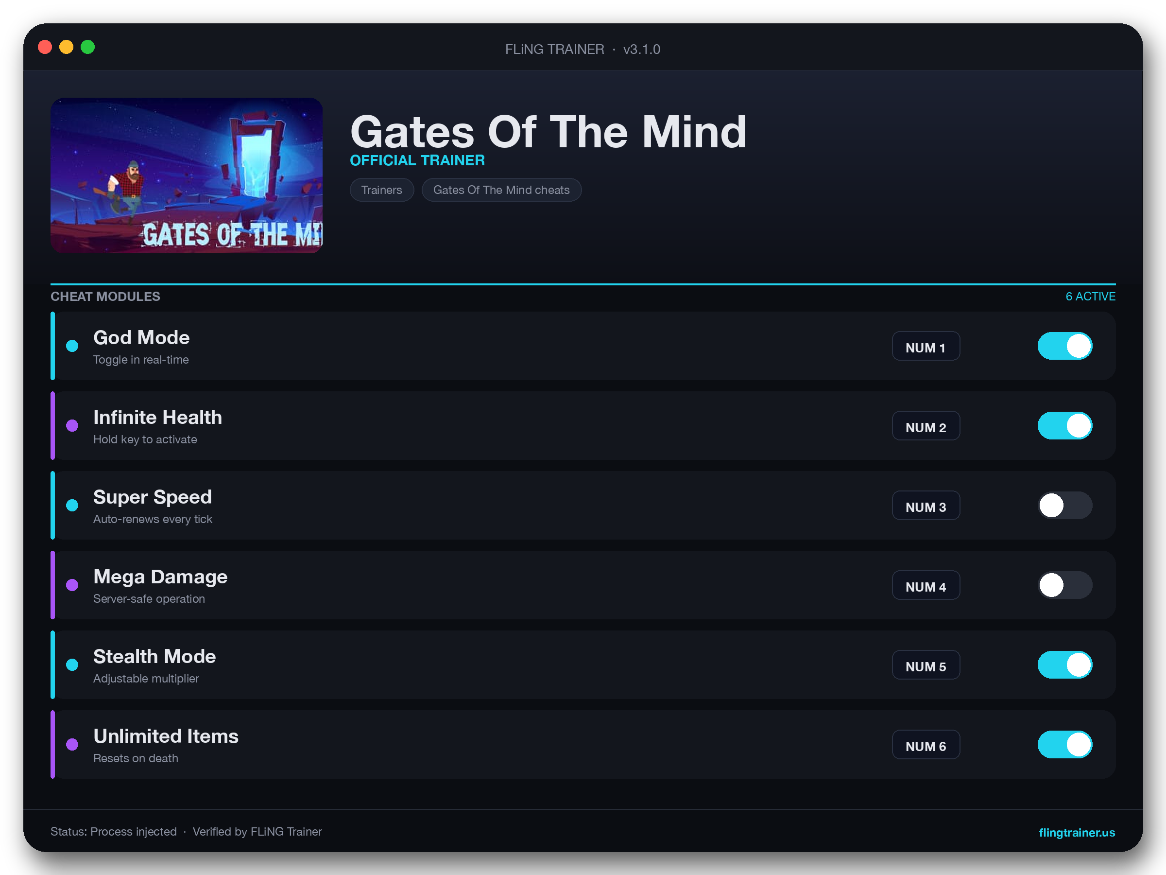 Gates Of The Mind Trainer interface