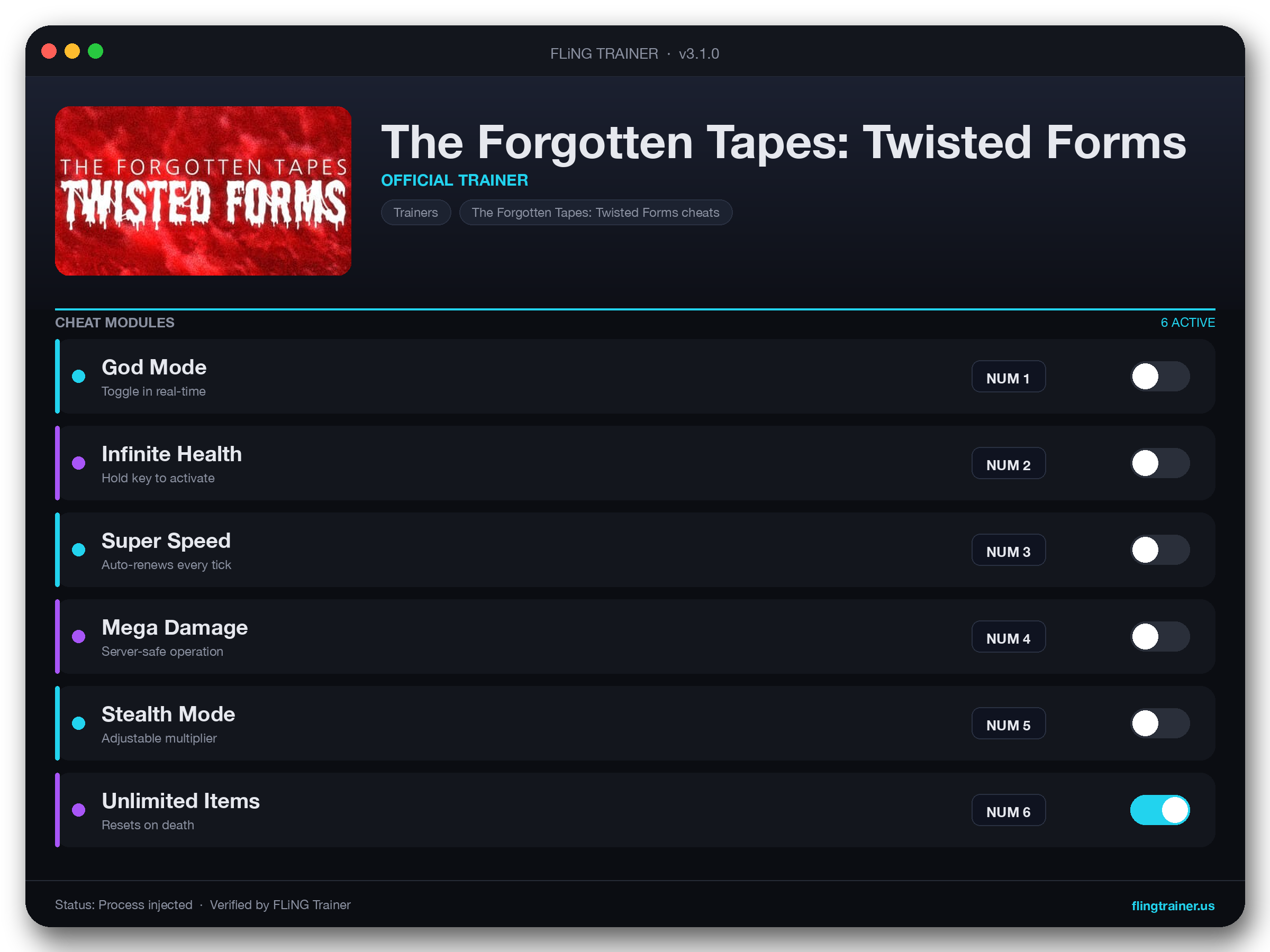 The Forgotten Tapes: Twisted Forms Trainer interface