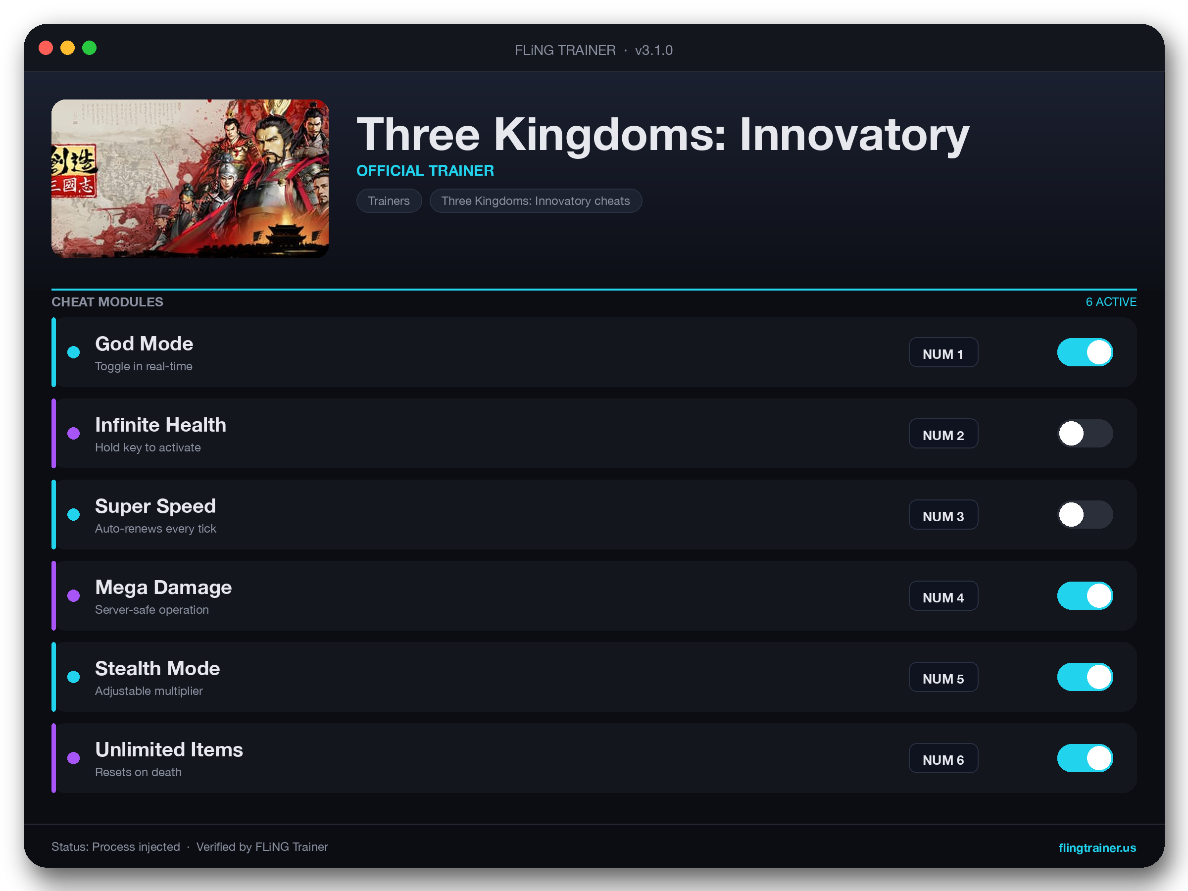 Three Kingdoms: Innovatory Trainer interface