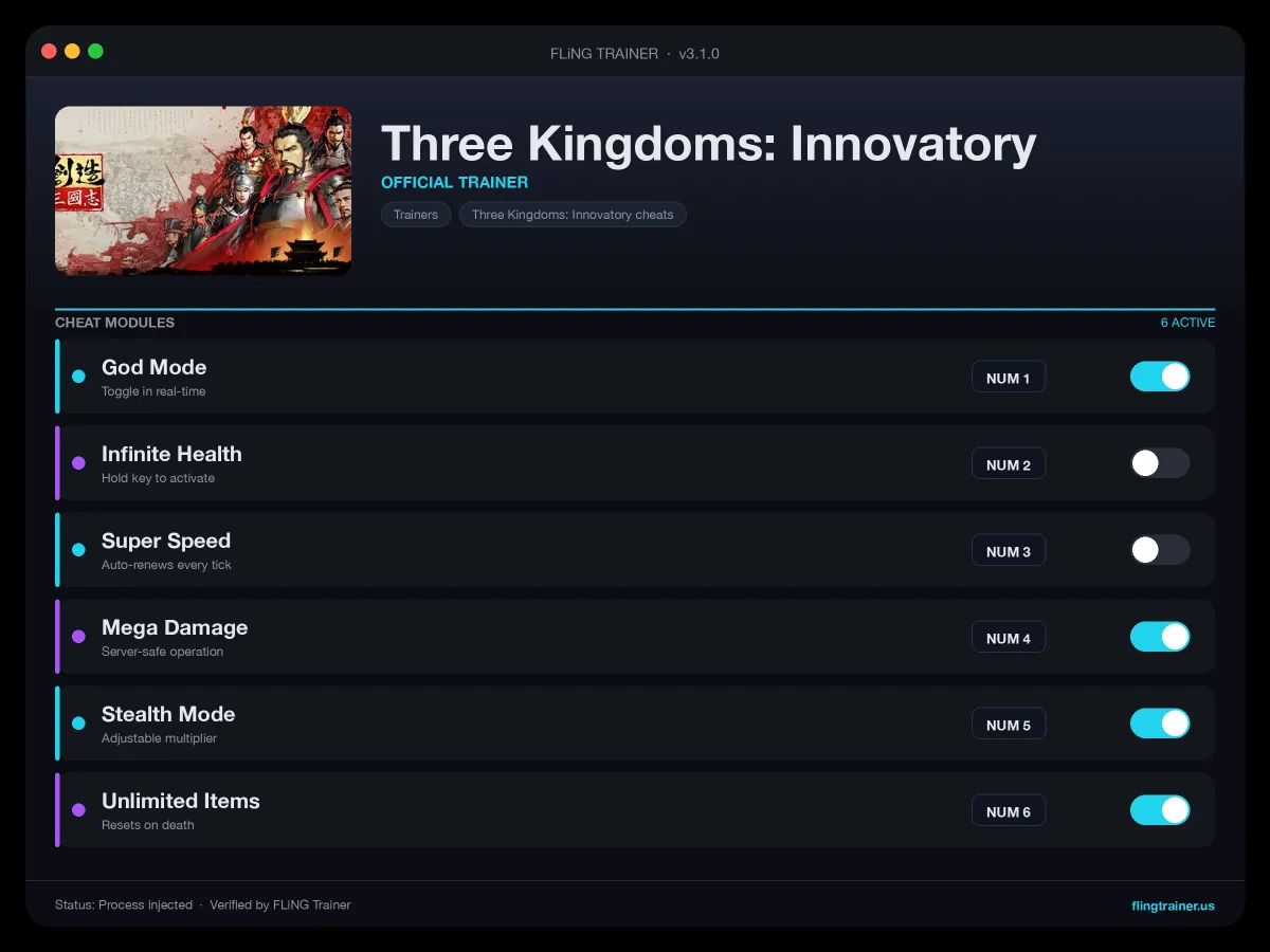 Three Kingdoms: Innovatory Trainer interface