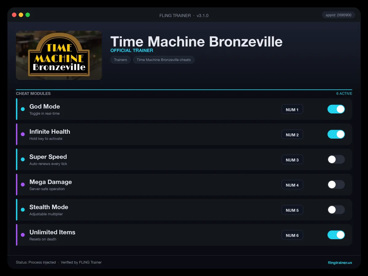 Time Machine Bronzeville Trainer interface