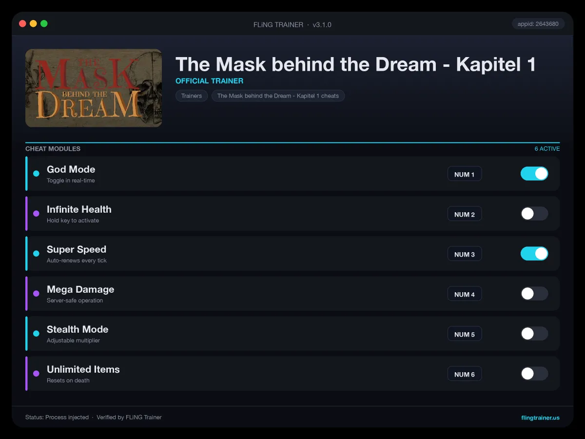 The Mask behind the Dream - Kapitel 1 Trainer interface