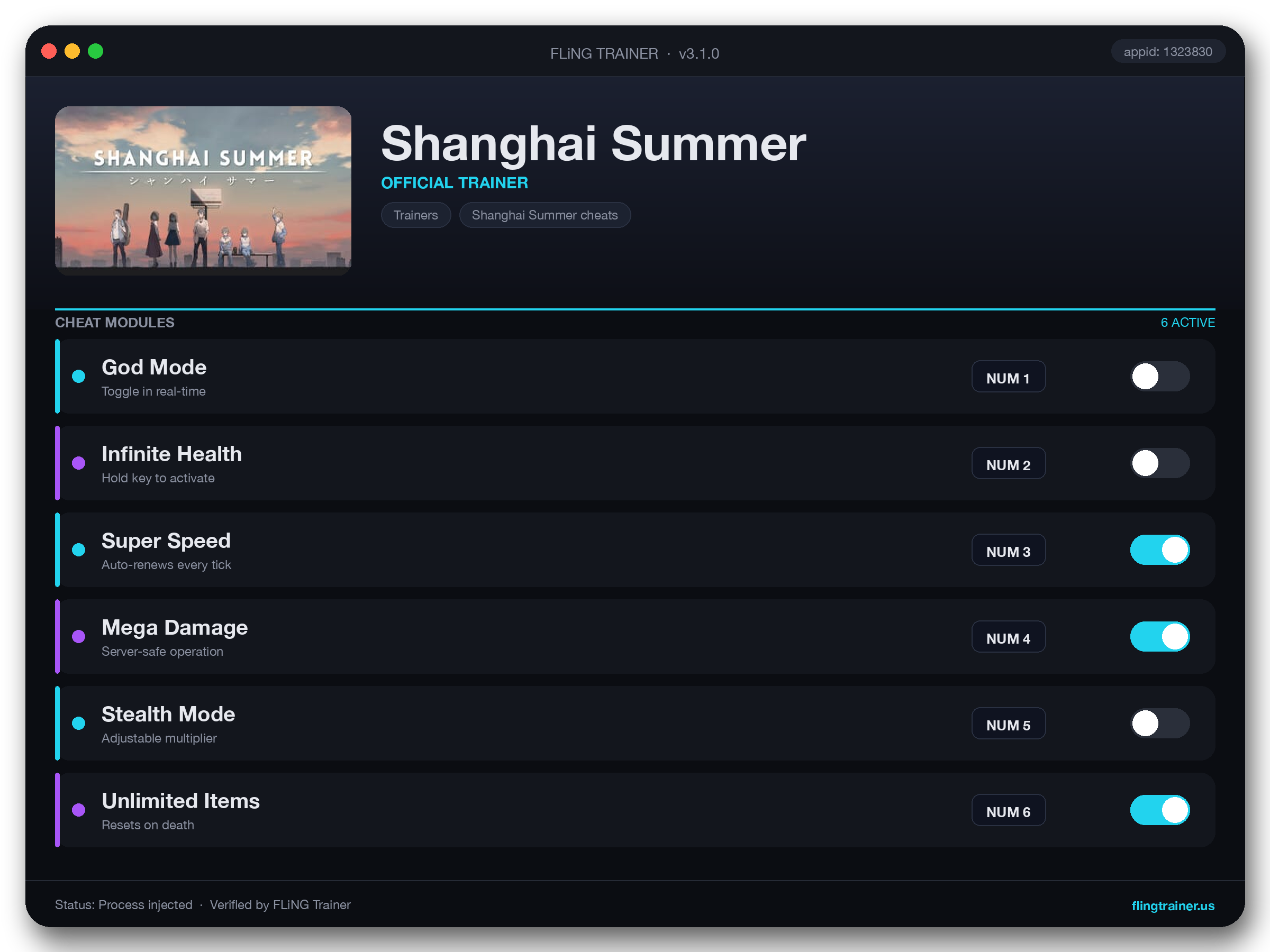 Shanghai Summer Trainer interface