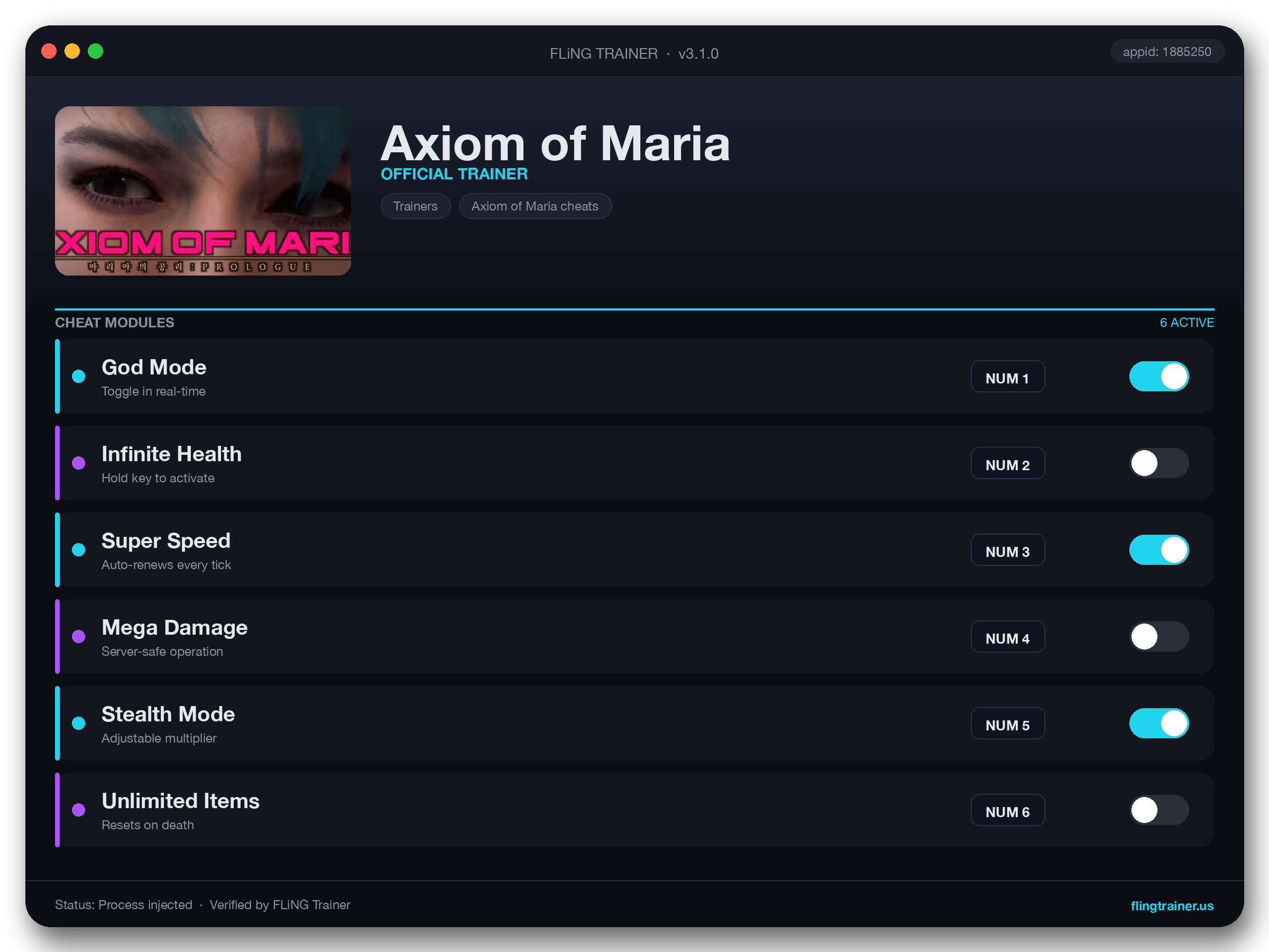 Axiom of Maria Trainer interface
