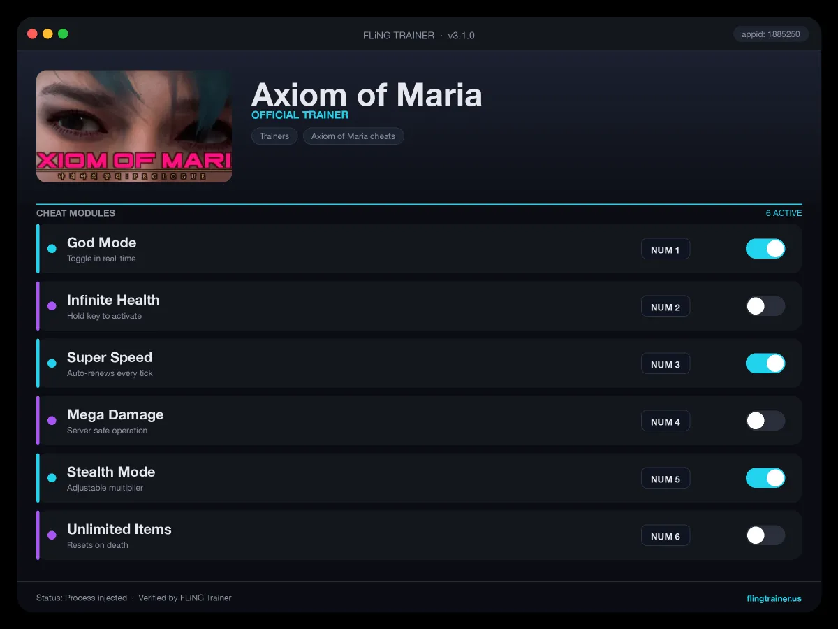 Axiom of Maria Trainer interface