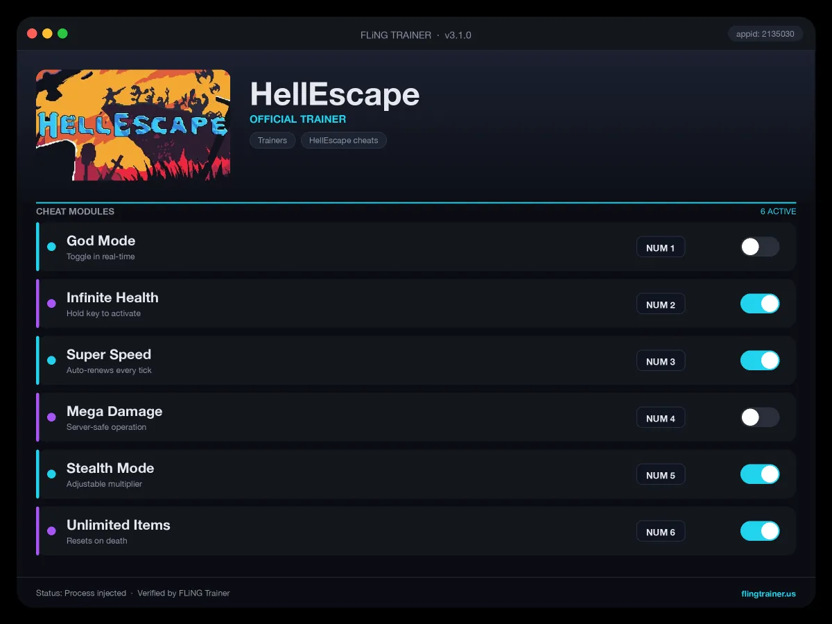 HellEscape Trainer interface