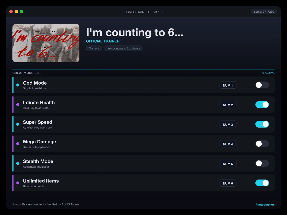 I'm counting to 6... Trainer interface