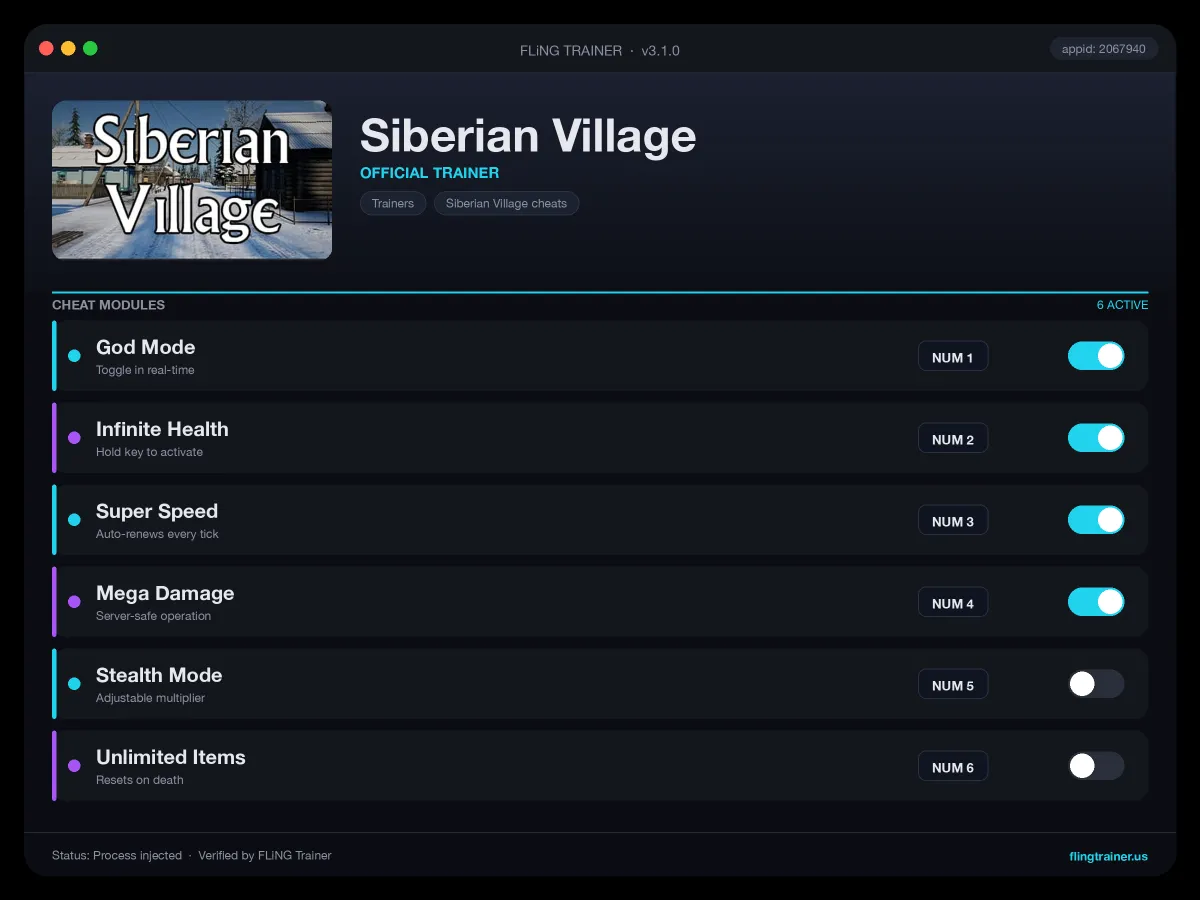Siberian Village Trainer interface