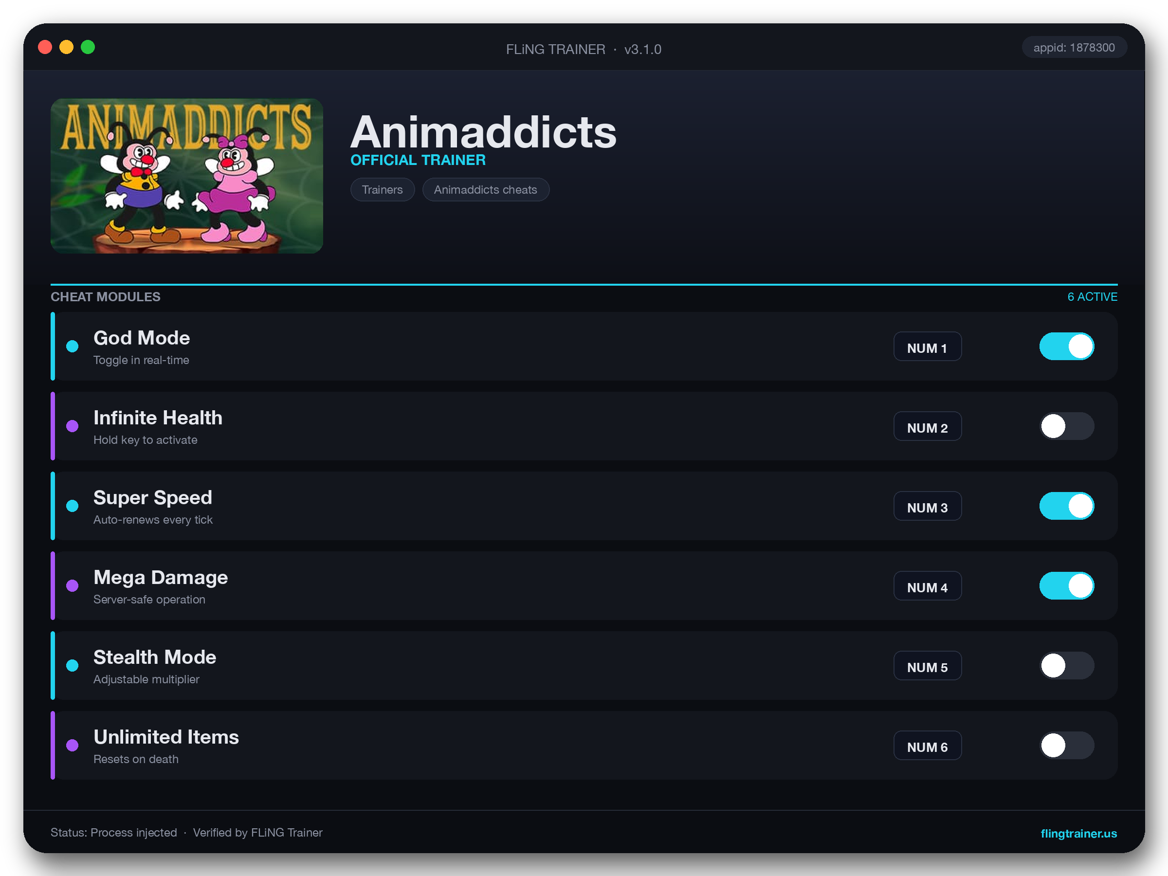 Animaddicts Trainer interface