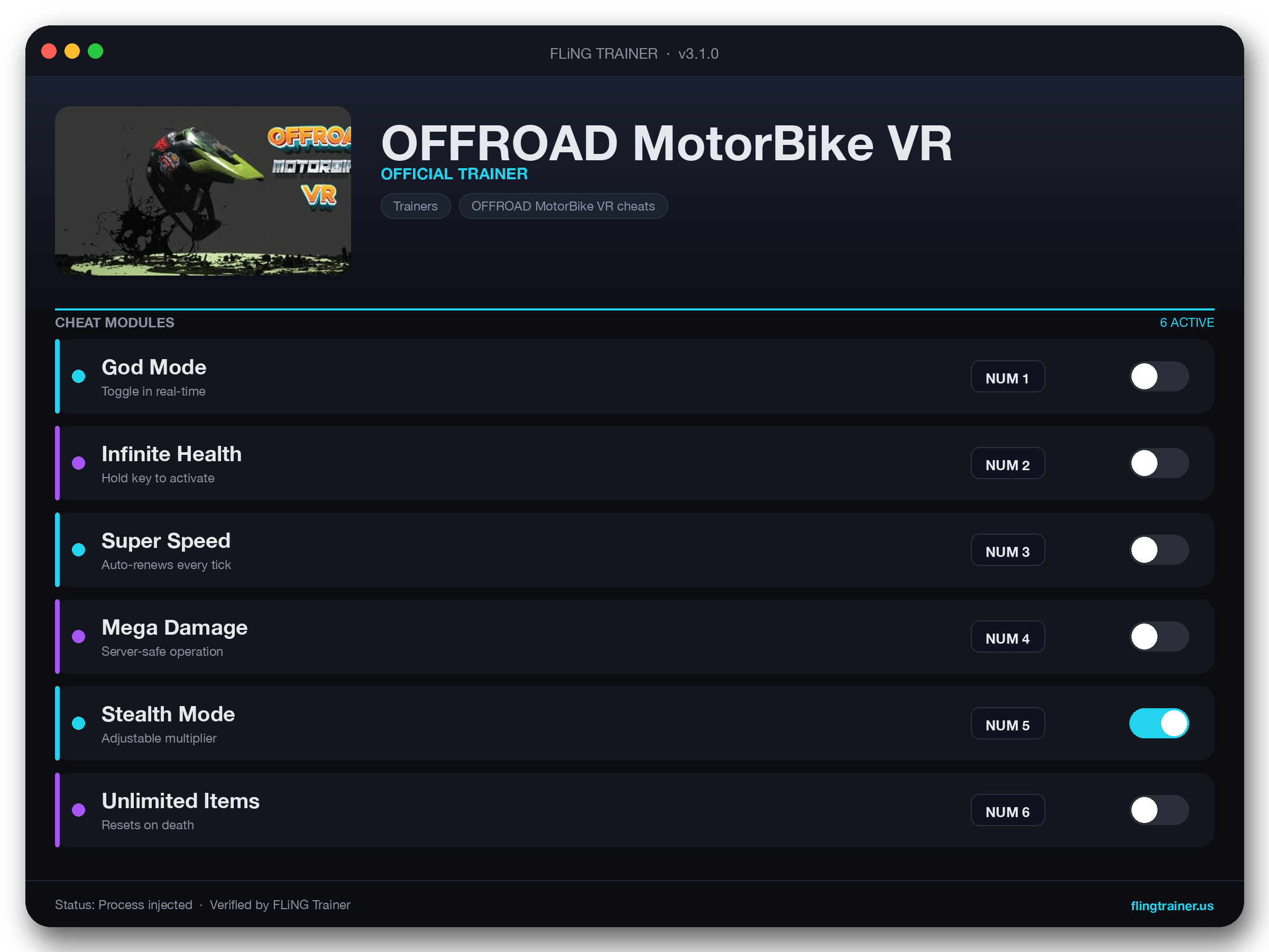 OFFROAD MotorBike VR Trainer interface