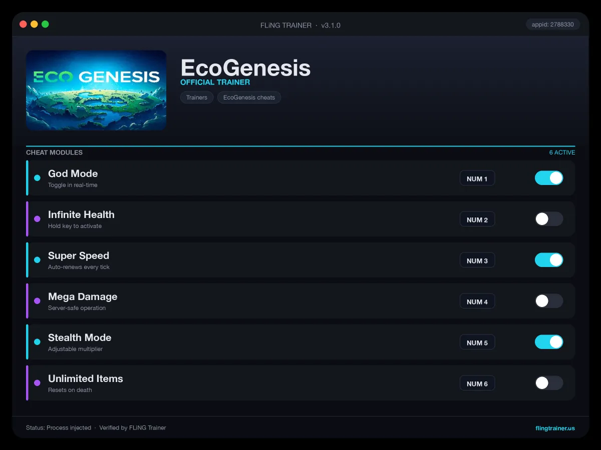 EcoGenesis Trainer interface