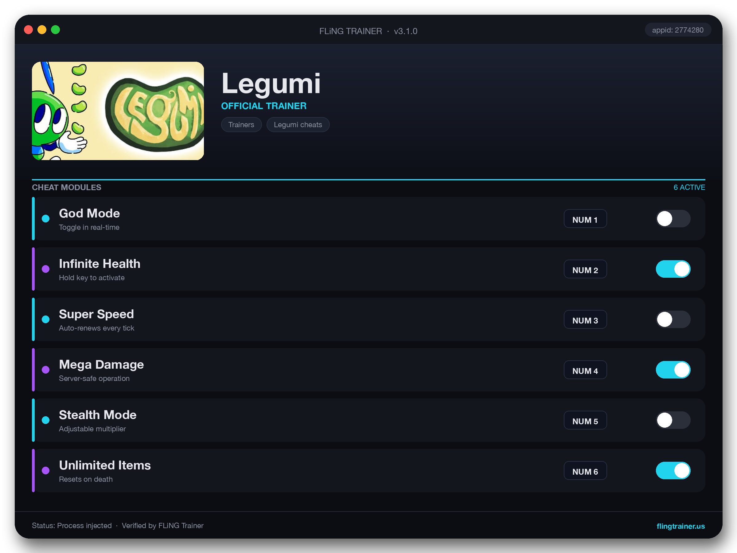 Legumi Trainer interface