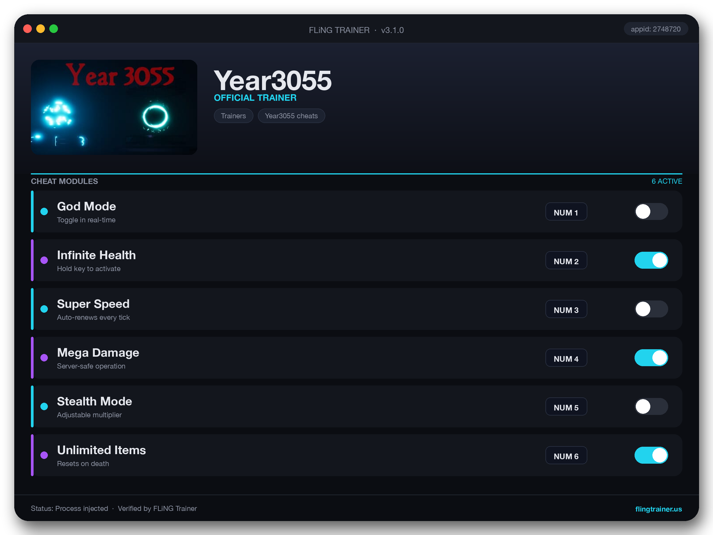 Year3055 Trainer interface