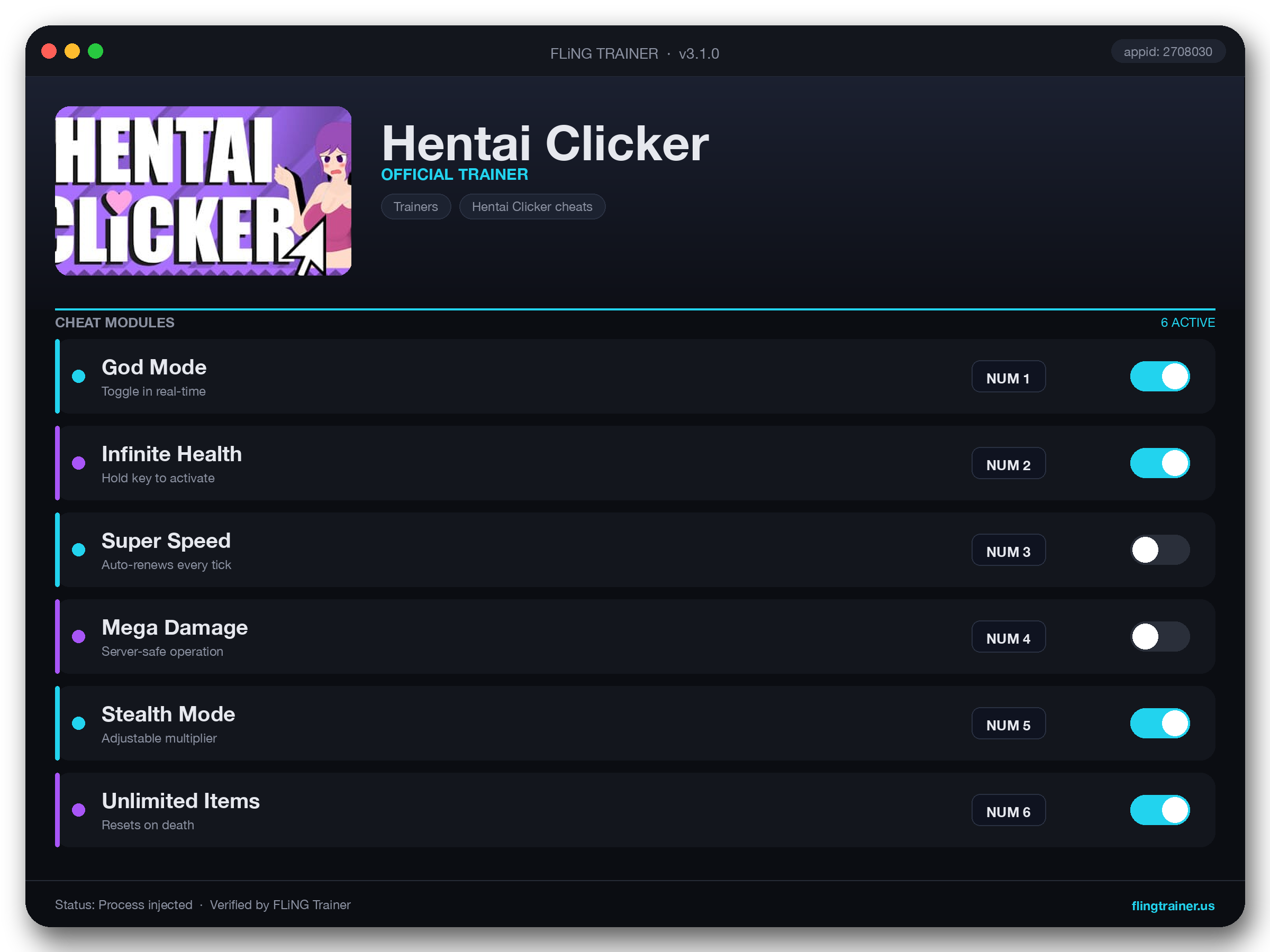 Hentai Clicker Trainer interface