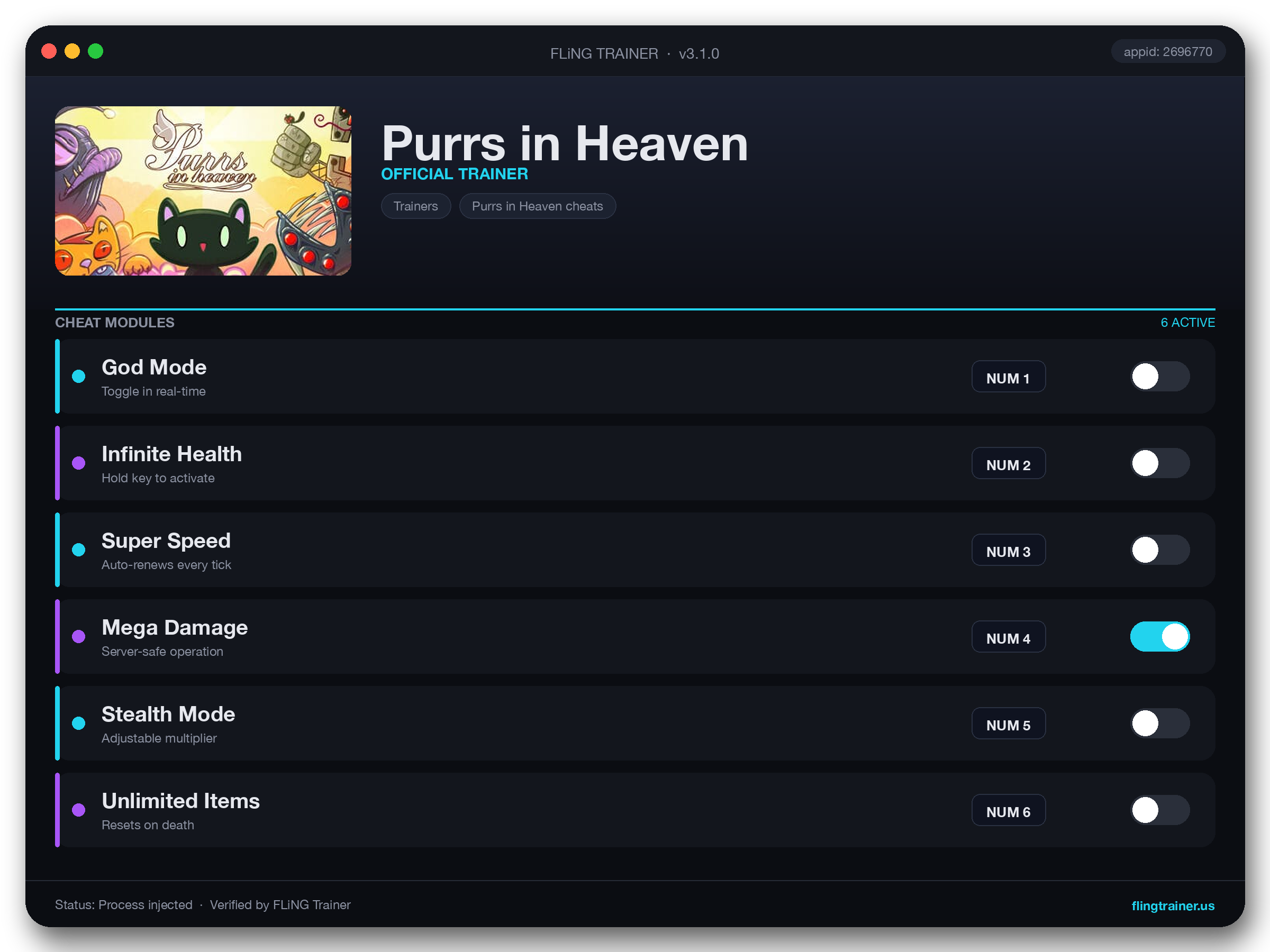 Purrs in Heaven Trainer interface