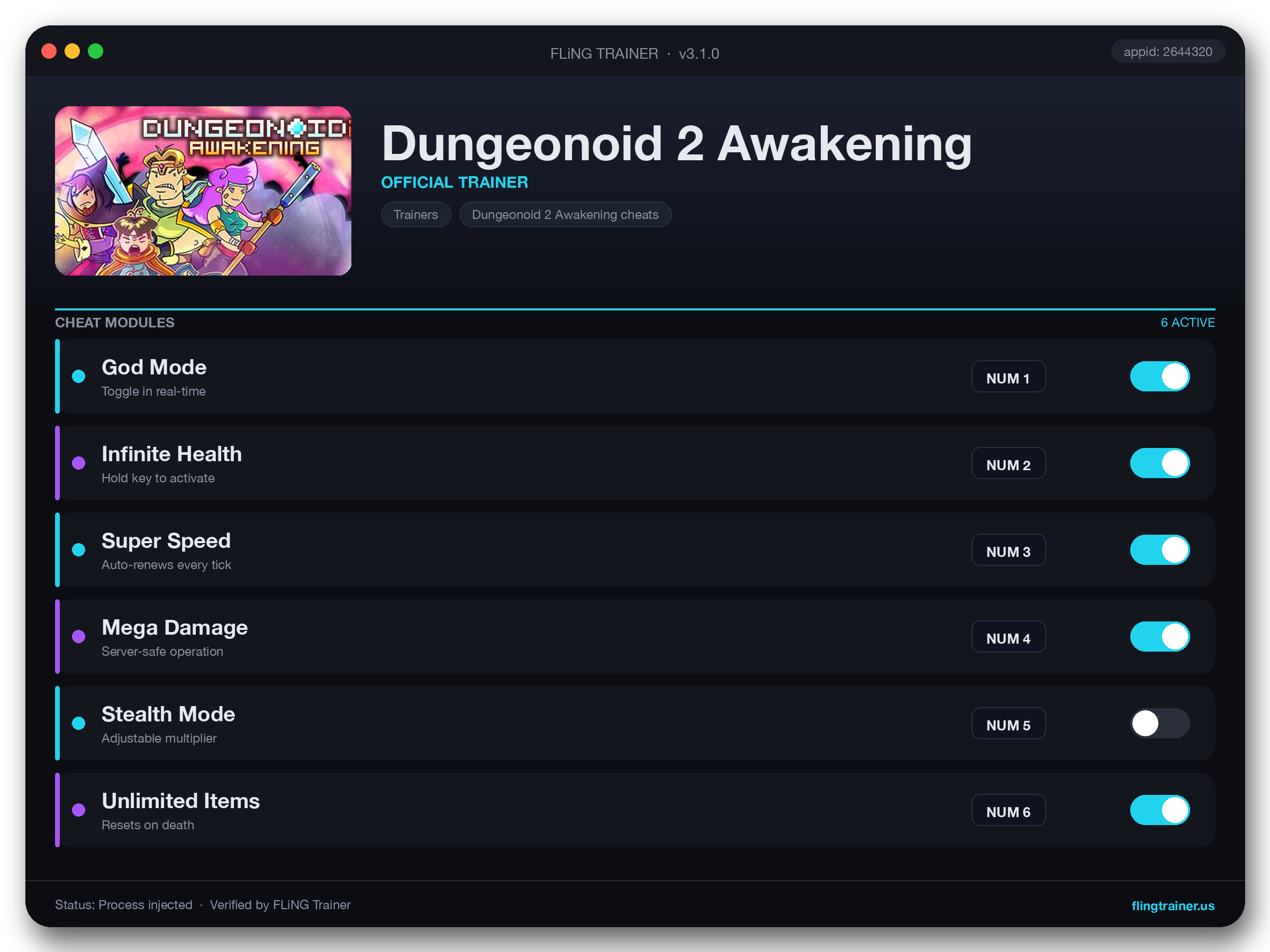 Dungeonoid 2 Awakening Trainer interface