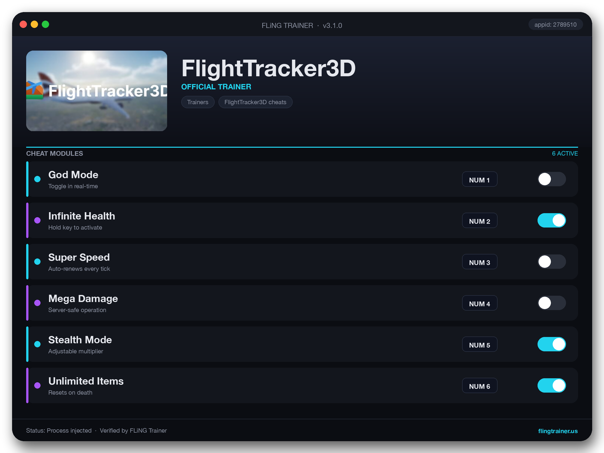FlightTracker3D Trainer interface