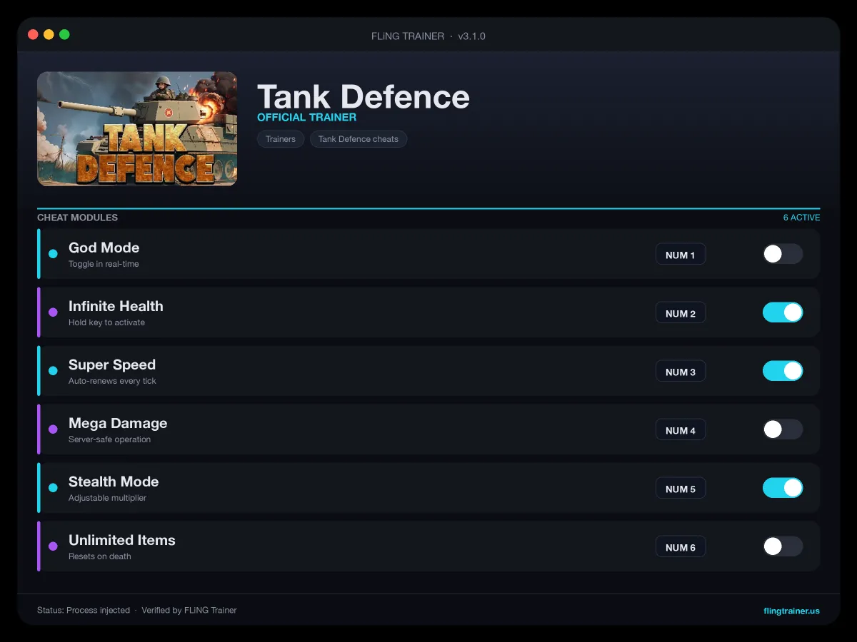 Tank Defence Trainer interface
