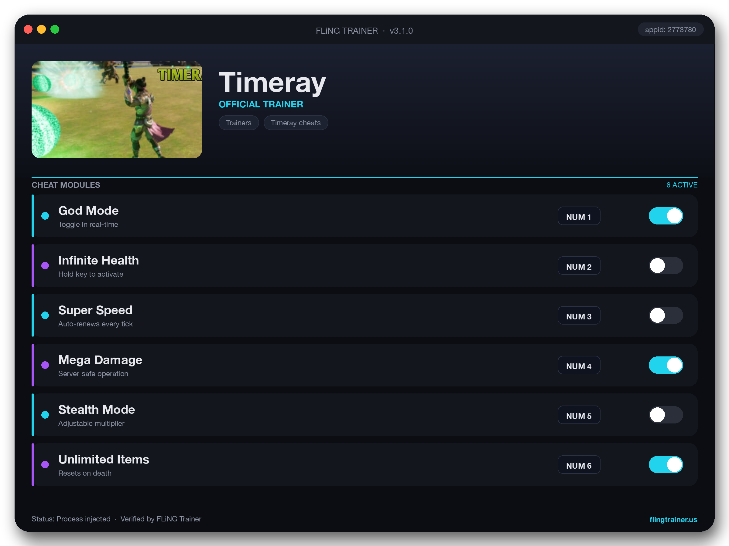 Timeray Trainer interface